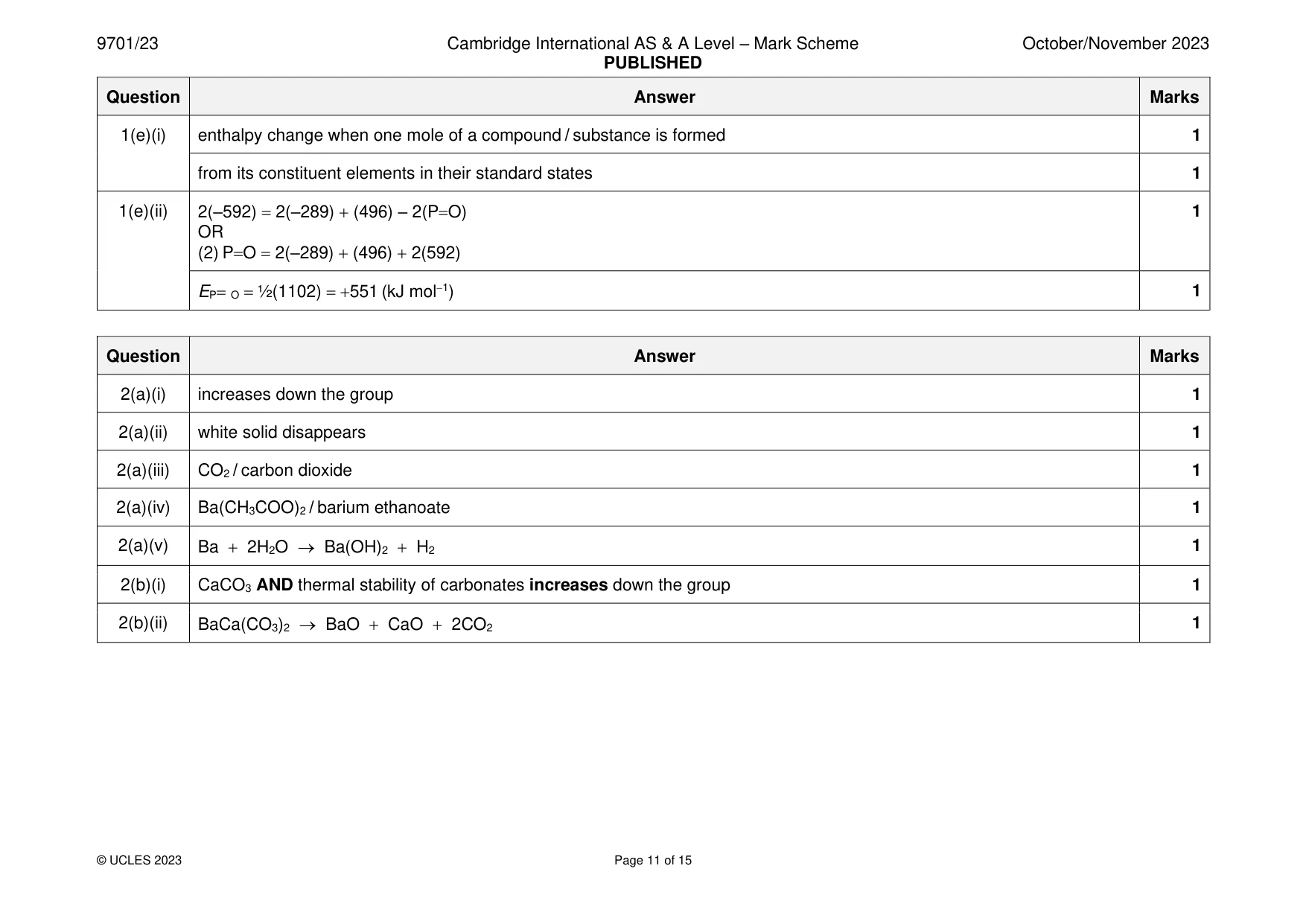 Mark scheme, page 11 of 15