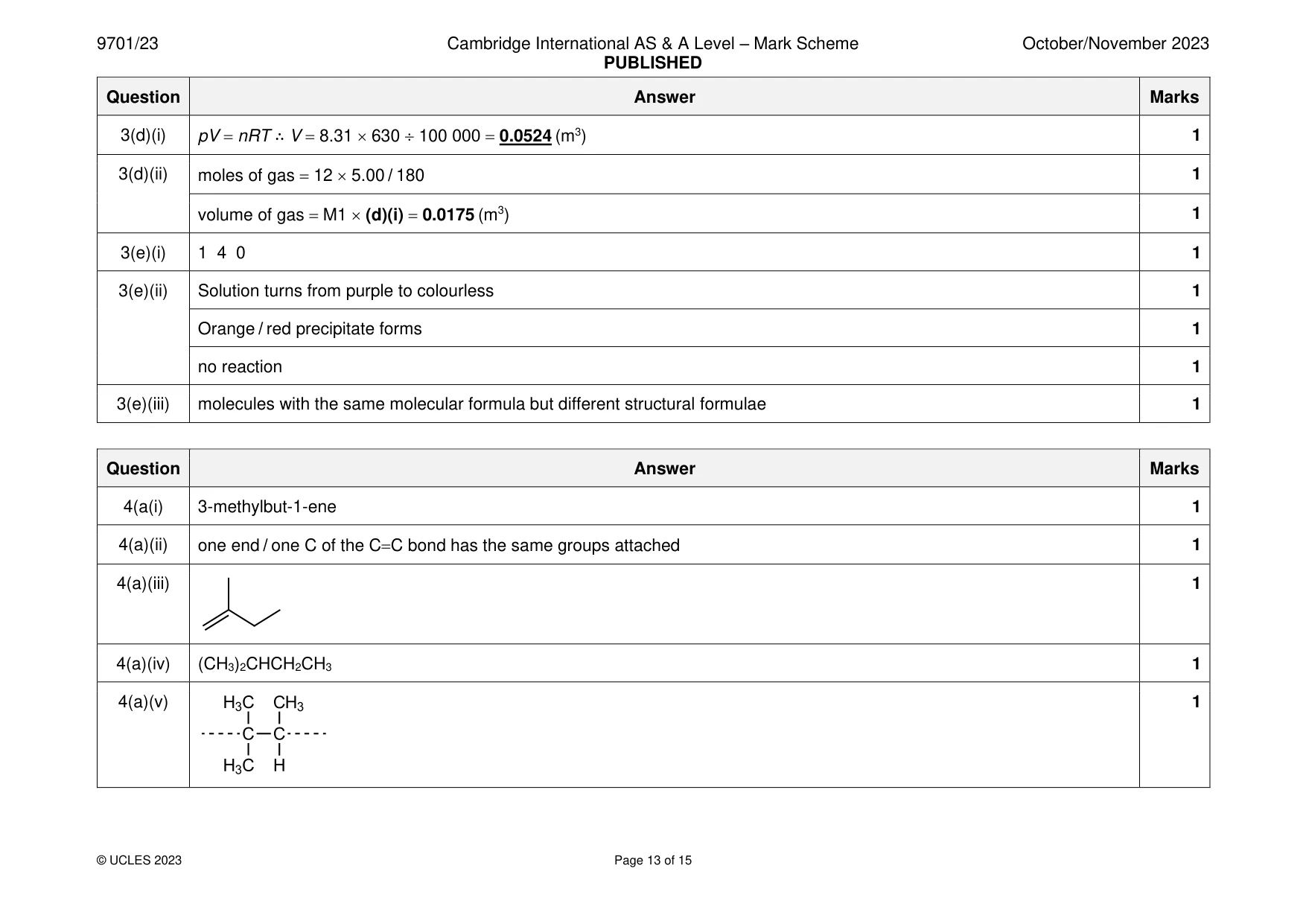 Mark scheme, page 13 of 15