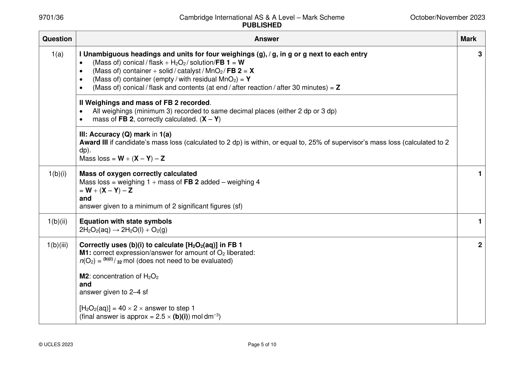 Mark scheme, page 5 of 10