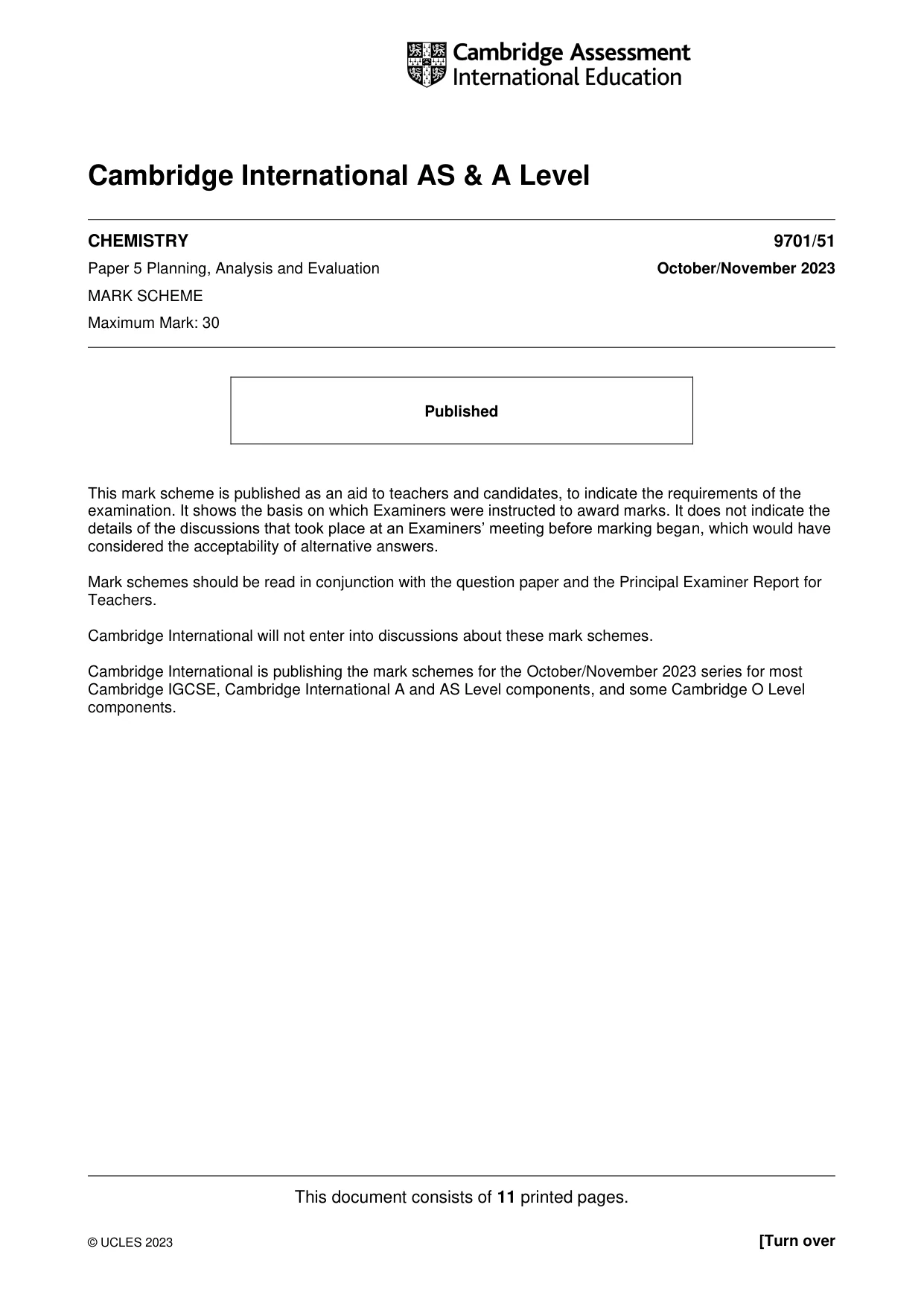 Mark scheme, page 1 of 11