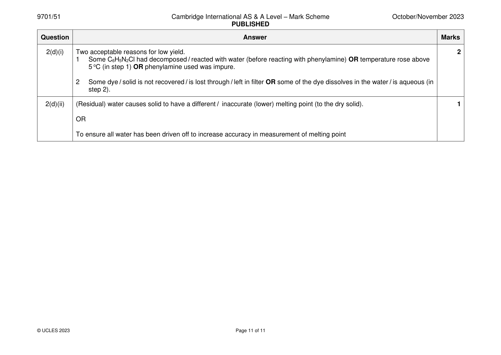 Mark scheme, page 11 of 11