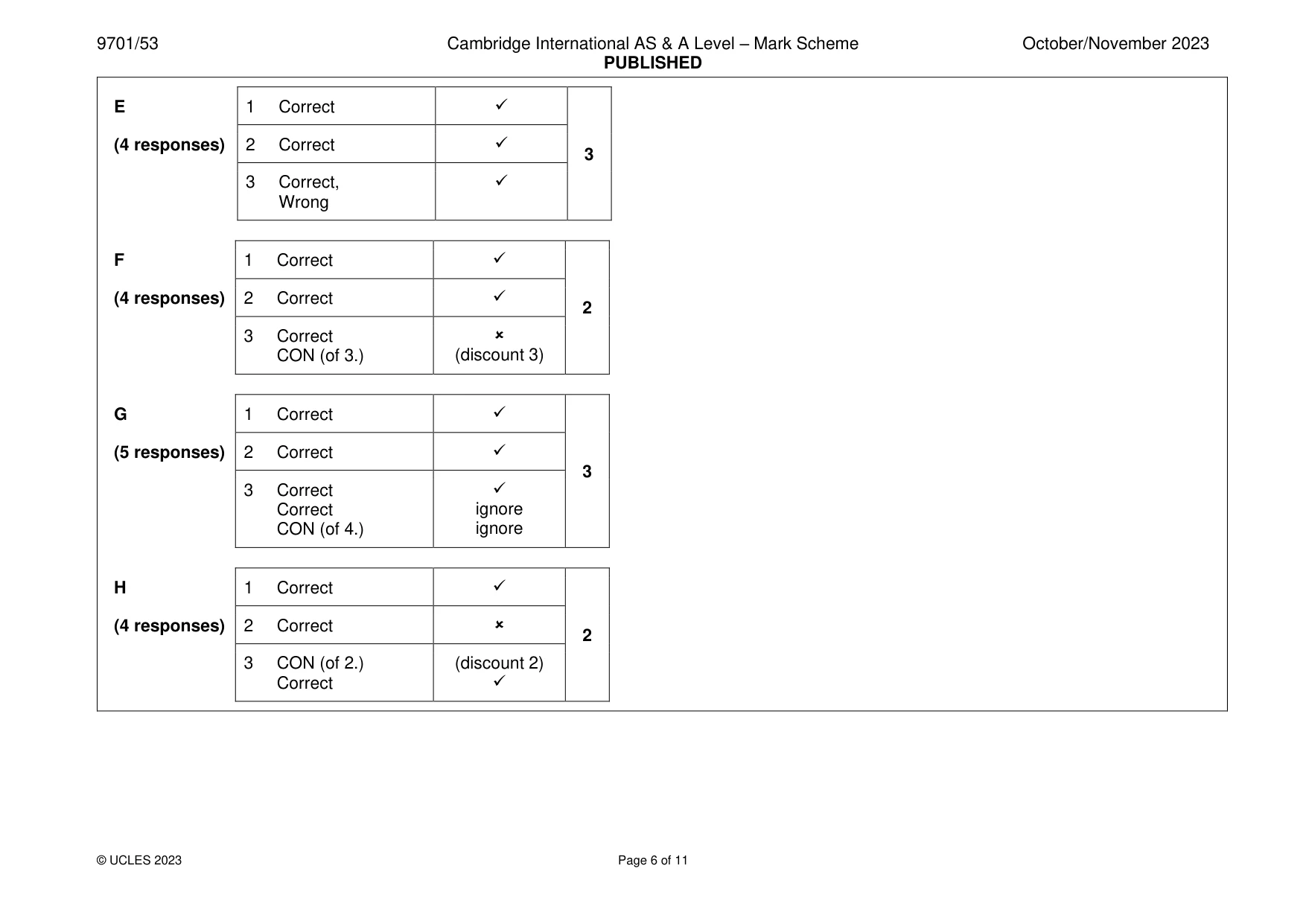 Mark scheme, page 6 of 11