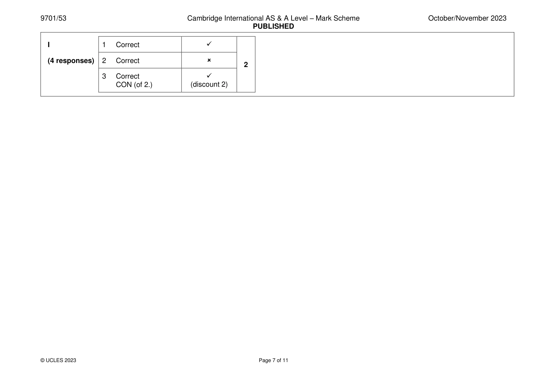 Mark scheme, page 7 of 11