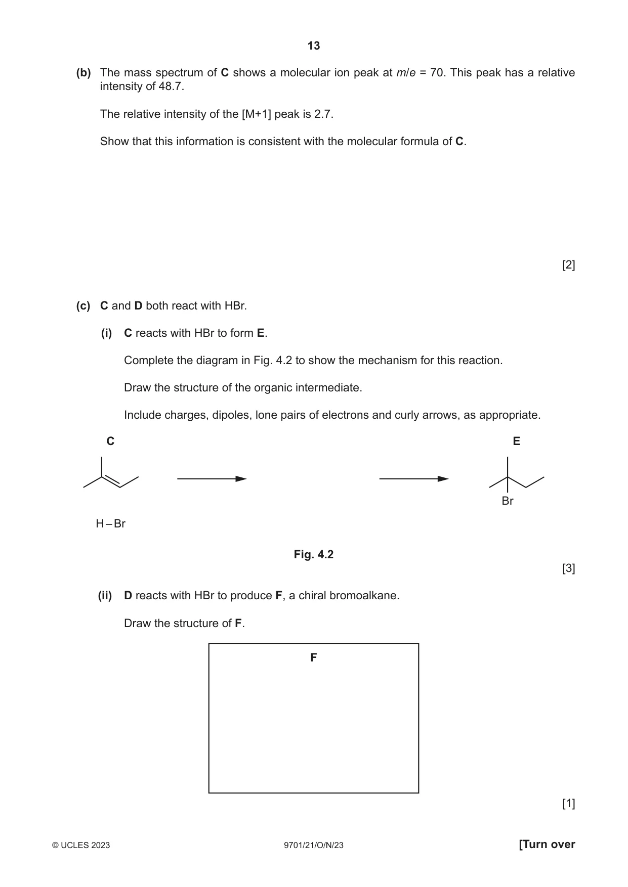 Cambridge A Level Chemistry 9701 2023 Oct/Nov Paper 2 · Variant 1 question paper, page 13 of 20