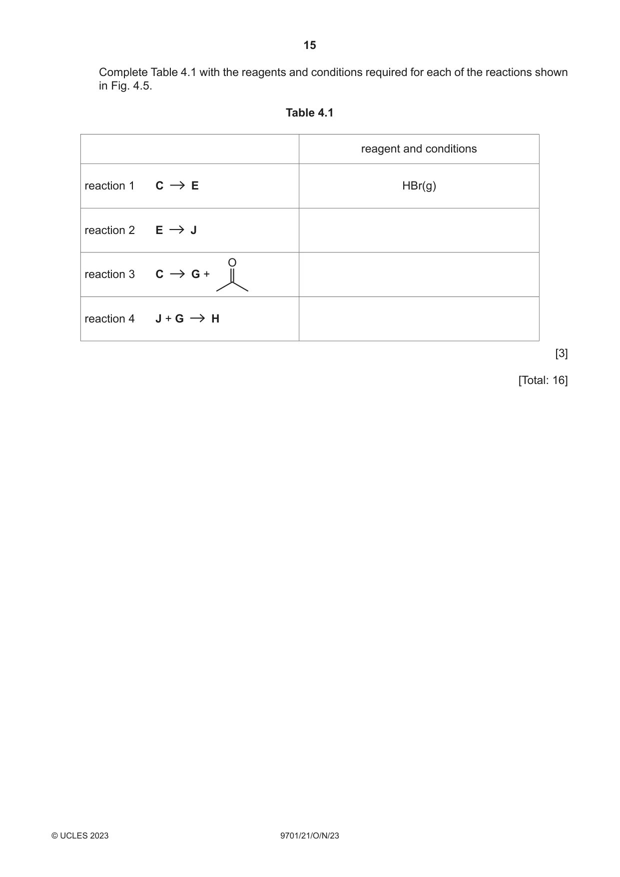 Cambridge A Level Chemistry 9701 2023 Oct/Nov Paper 2 · Variant 1 question paper, page 15 of 20