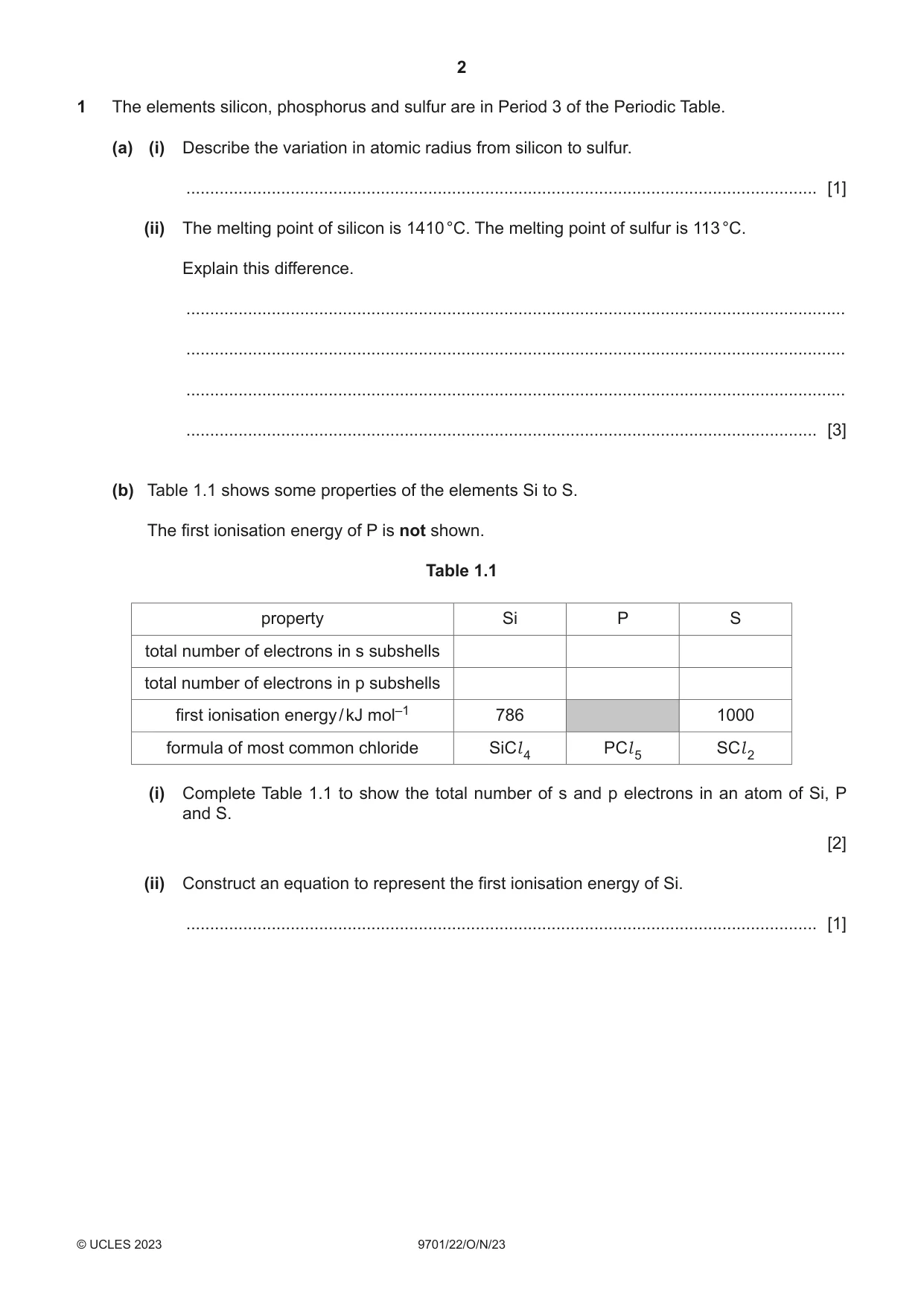 Cambridge A Level Chemistry 9701 2023 Oct/Nov Paper 2 · Variant 2 question paper, page 2 of 20