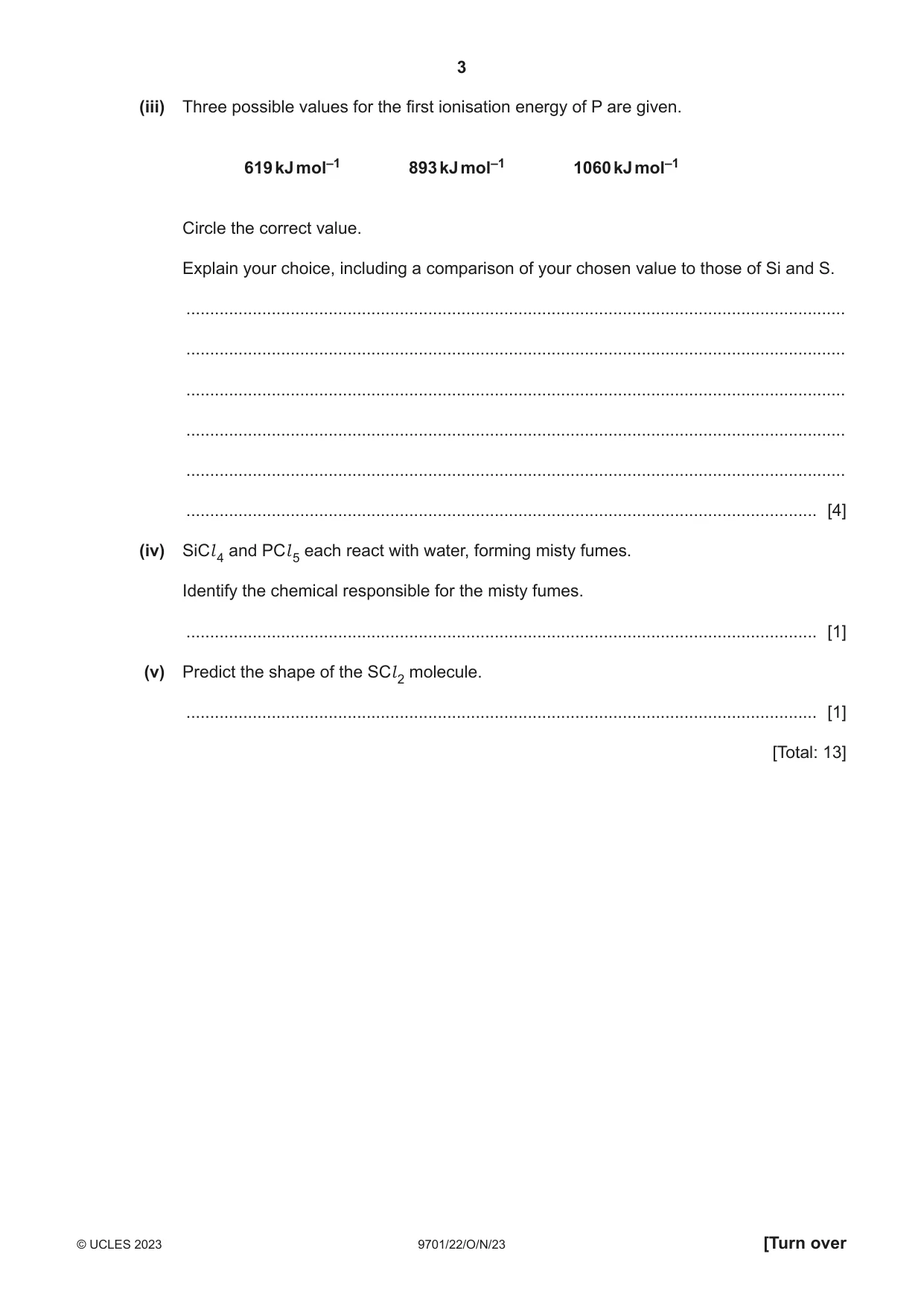 Cambridge A Level Chemistry 9701 2023 Oct/Nov Paper 2 · Variant 2 question paper, page 3 of 20