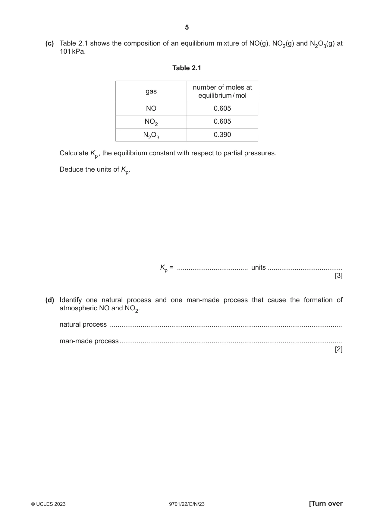 Cambridge A Level Chemistry 9701 2023 Oct/Nov Paper 2 · Variant 2 question paper, page 5 of 20