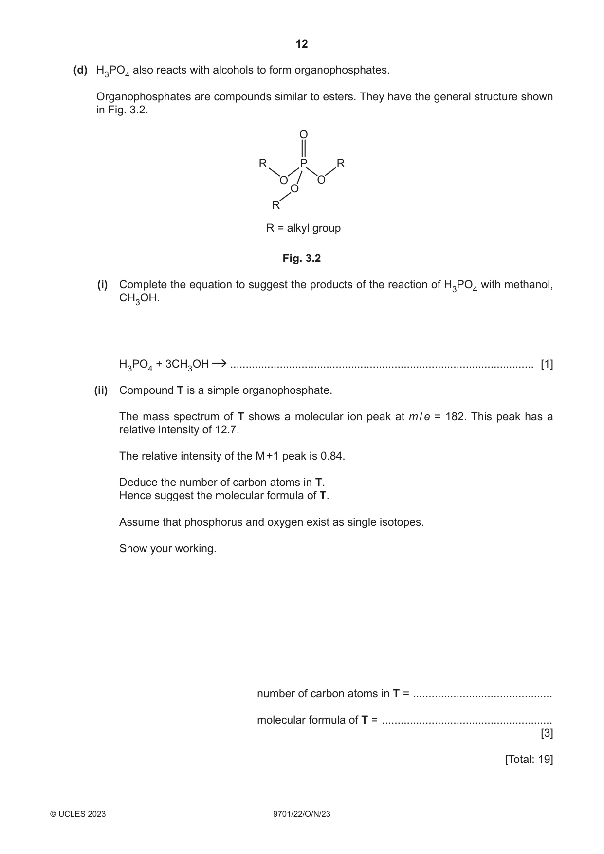 Cambridge A Level Chemistry 9701 2023 Oct/Nov Paper 2 · Variant 2 question paper, page 12 of 20