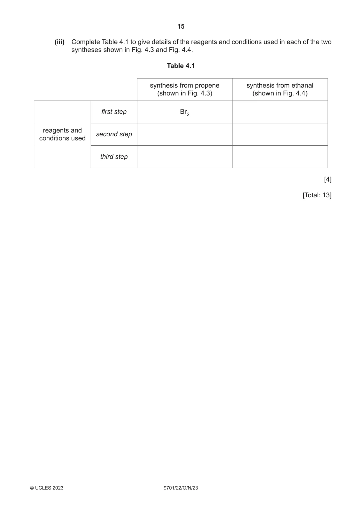 Cambridge A Level Chemistry 9701 2023 Oct/Nov Paper 2 · Variant 2 question paper, page 15 of 20