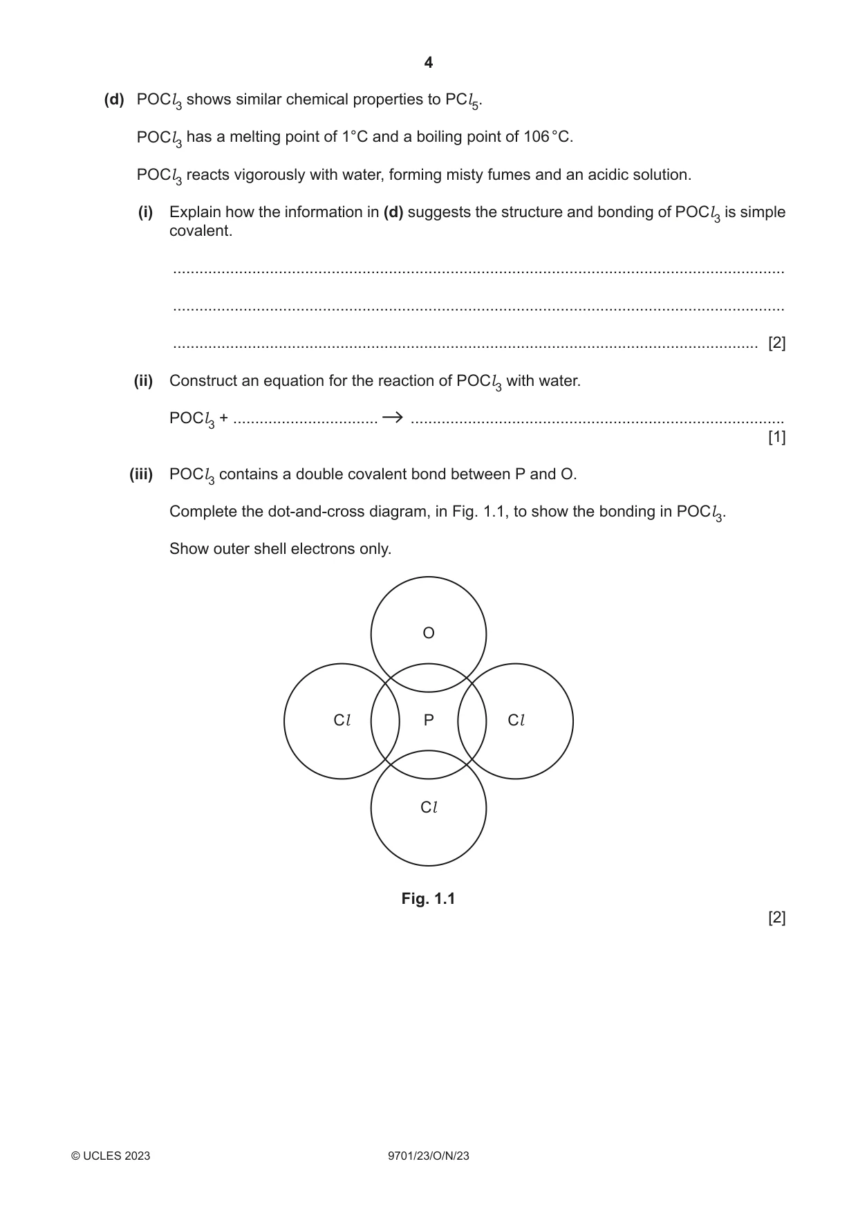 Cambridge A Level Chemistry 9701 2023 Oct/Nov Paper 2 · Variant 3 question paper, page 4 of 20