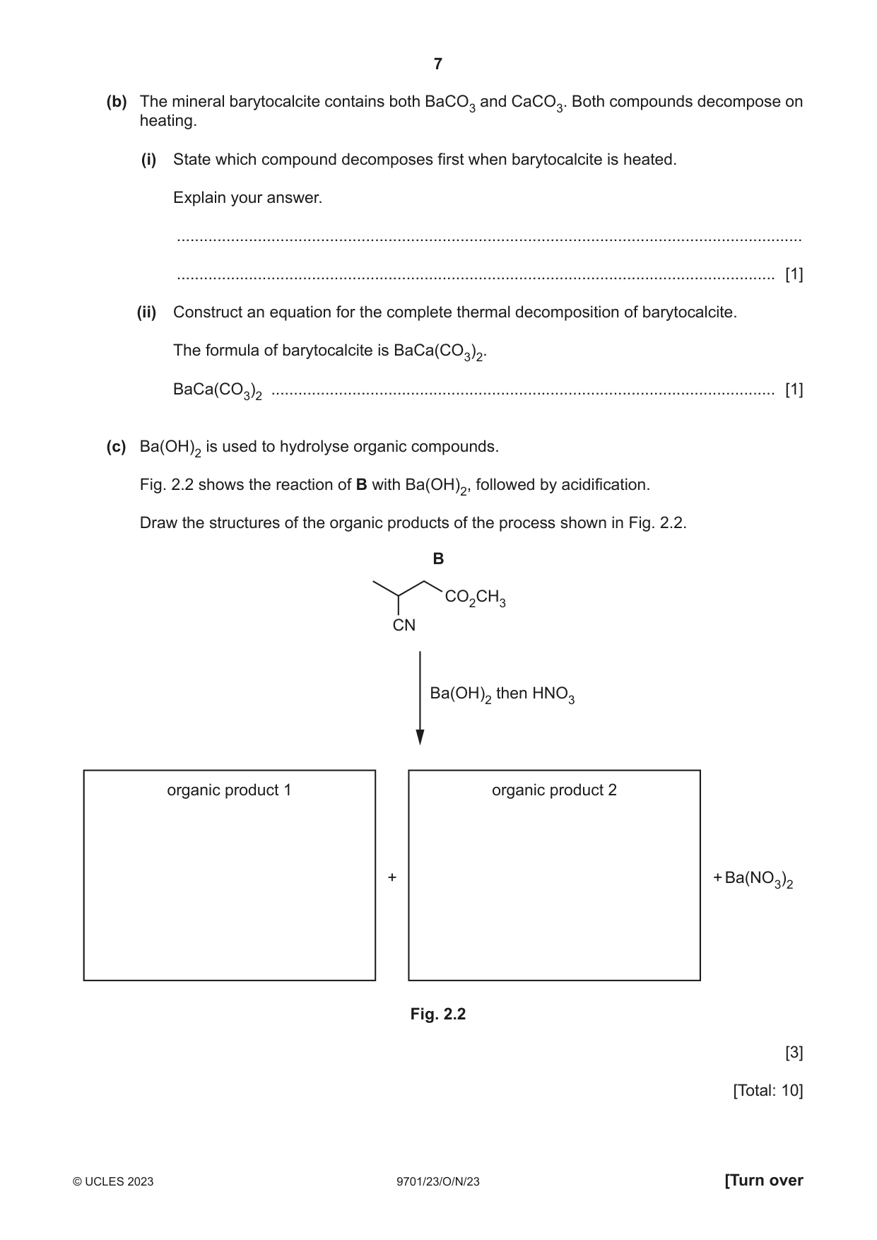 Cambridge A Level Chemistry 9701 2023 Oct/Nov Paper 2 · Variant 3 question paper, page 7 of 20