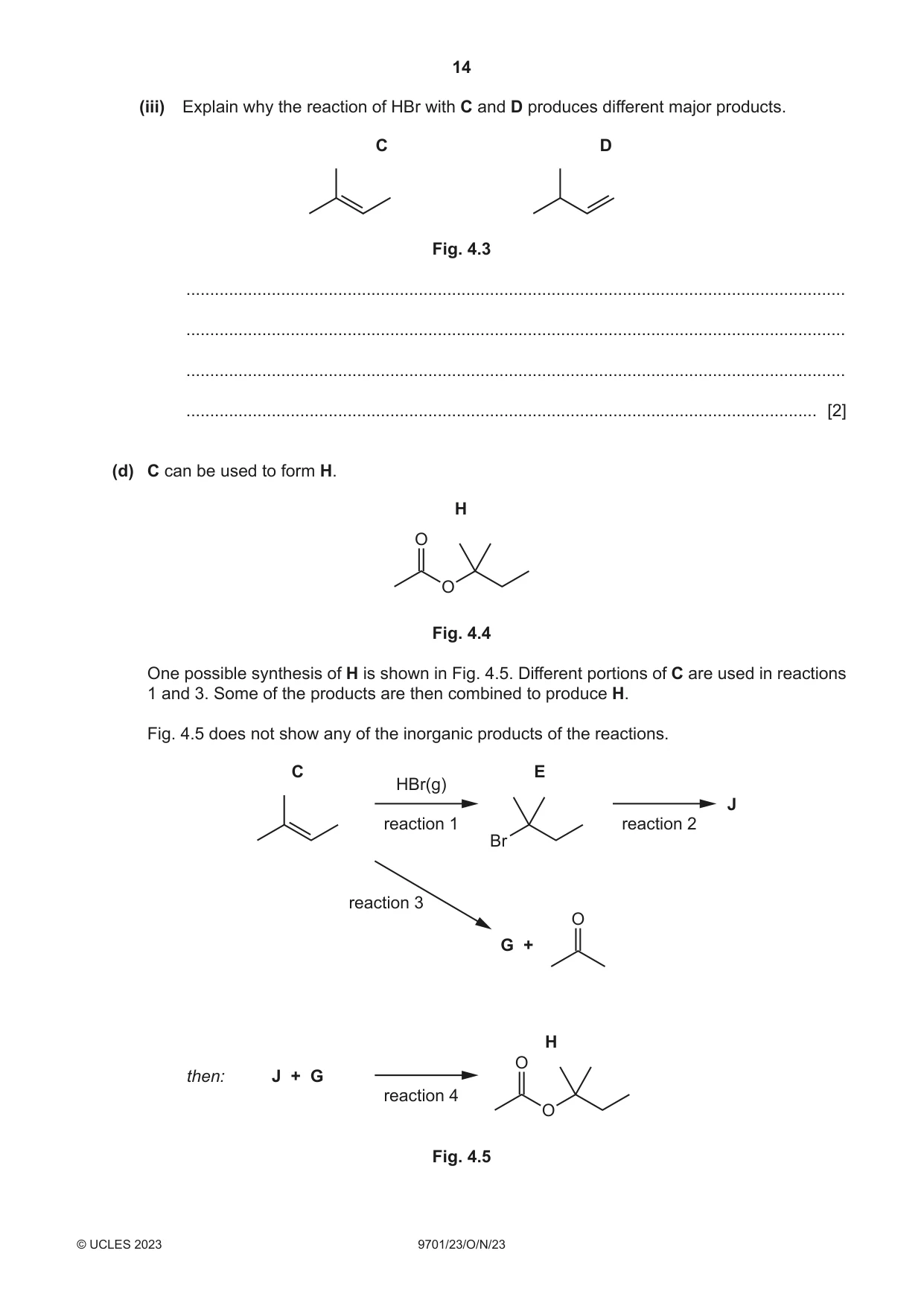 Cambridge A Level Chemistry 9701 2023 Oct/Nov Paper 2 · Variant 3 question paper, page 14 of 20