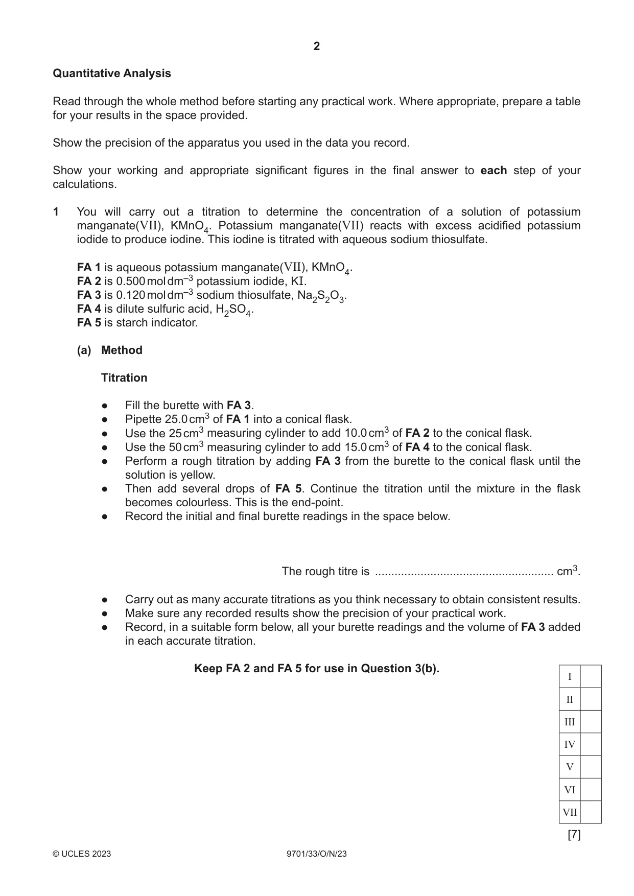 Cambridge A Level Chemistry 9701 2023 Oct/Nov Paper 3 · Variant 3 question paper, page 2 of 12