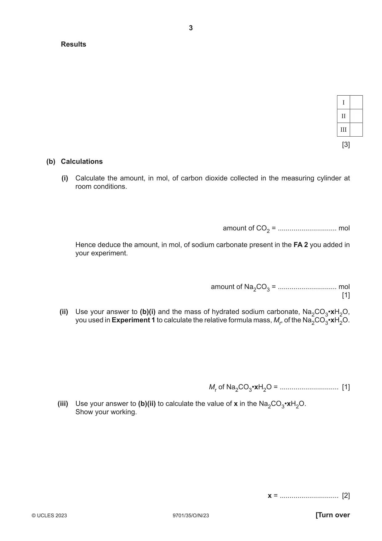 Cambridge A Level Chemistry 9701 2023 Oct/Nov Paper 3 · Variant 5 question paper, page 3 of 12