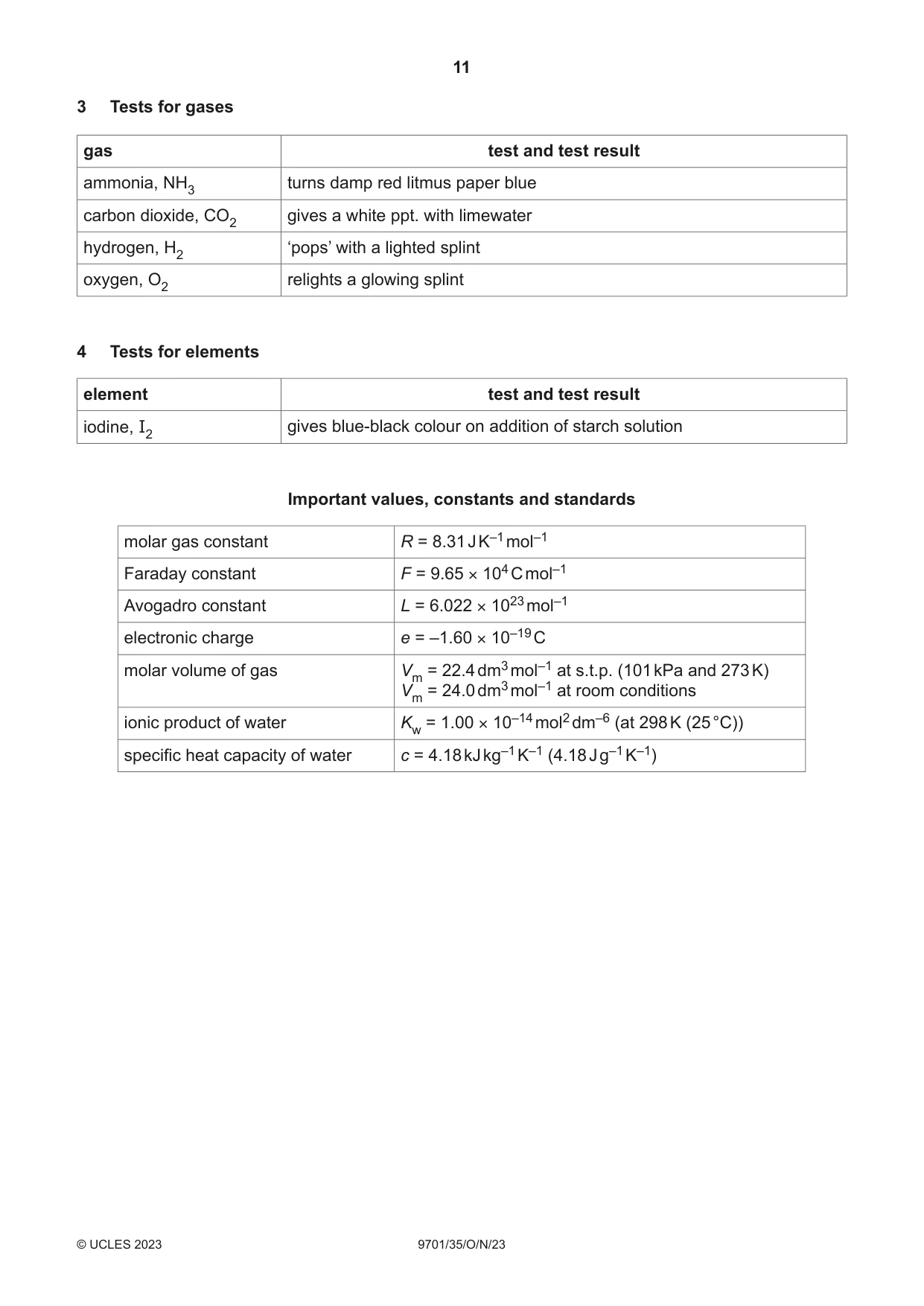 Cambridge A Level Chemistry 9701 2023 Oct/Nov Paper 3 · Variant 5 question paper, page 11 of 12