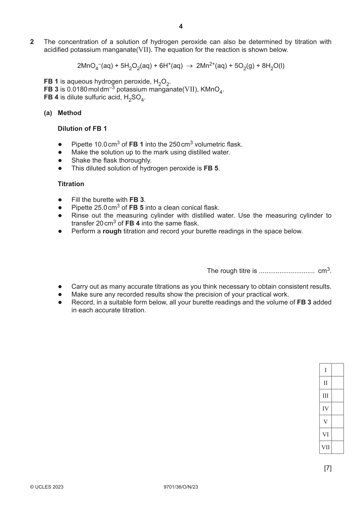 Cambridge A Level Chemistry 9701 2023 Oct/Nov Paper 3 · Variant 6 question paper, page 4 of 12