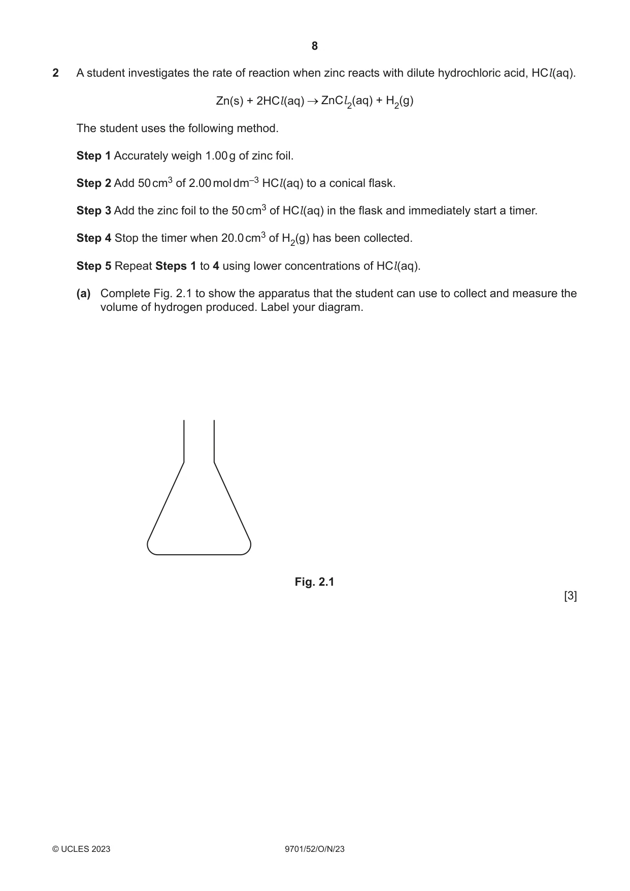 Cambridge A Level Chemistry 9701 2023 Oct/Nov Paper 5 · Variant 2 question paper, page 8 of 12