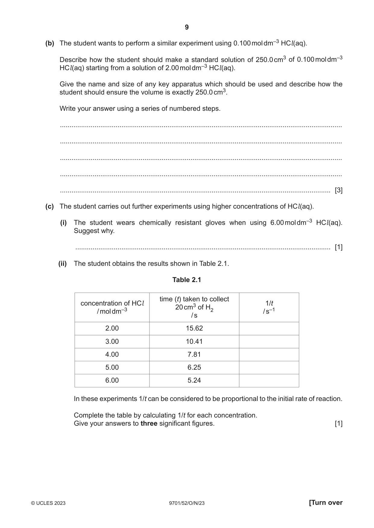 Cambridge A Level Chemistry 9701 2023 Oct/Nov Paper 5 · Variant 2 question paper, page 9 of 12