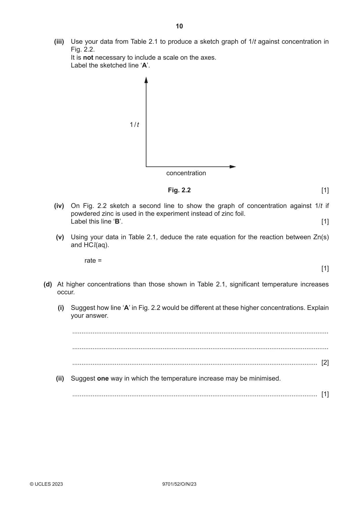 Cambridge A Level Chemistry 9701 2023 Oct/Nov Paper 5 · Variant 2 question paper, page 10 of 12