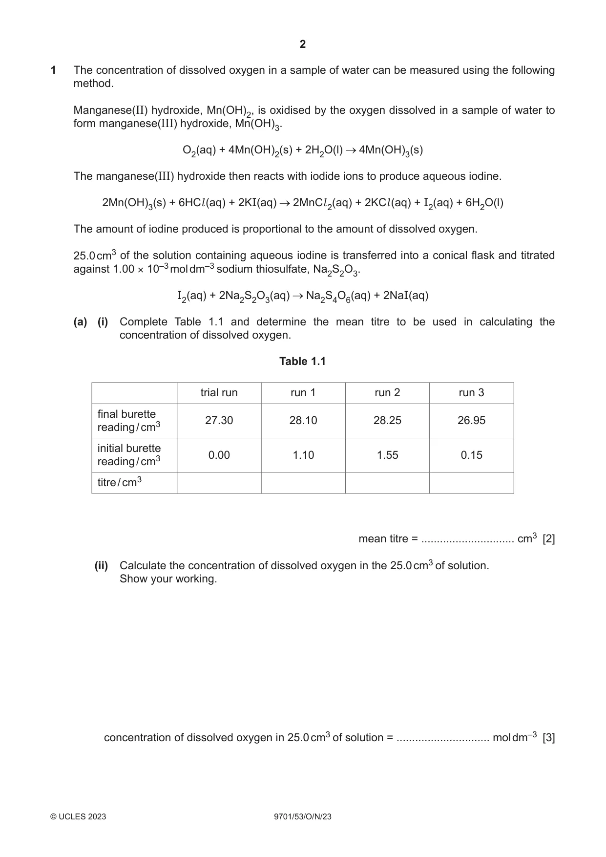 Cambridge A Level Chemistry 9701 2023 Oct/Nov Paper 5 · Variant 3 question paper, page 2 of 12