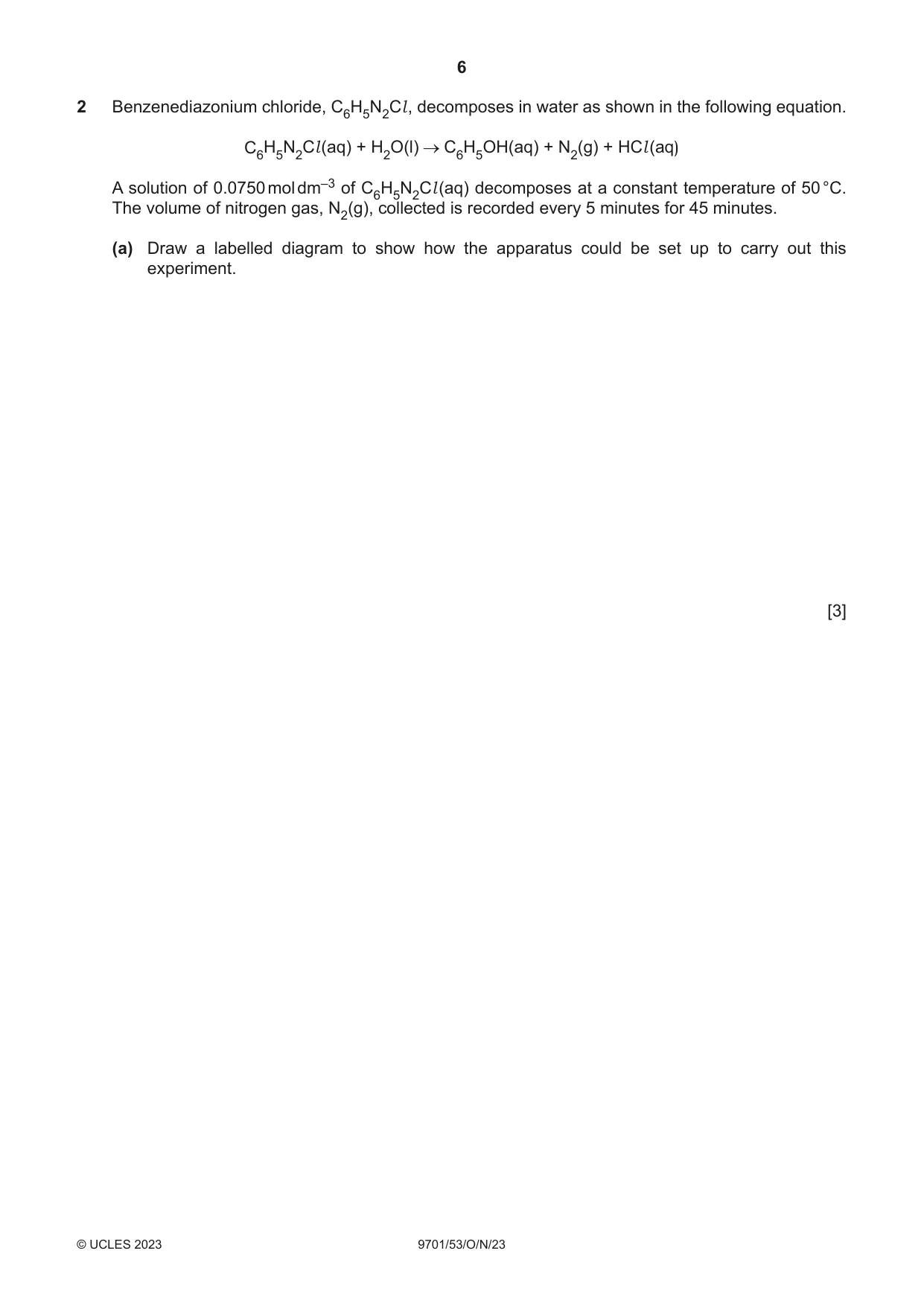 Cambridge A Level Chemistry 9701 2023 Oct/Nov Paper 5 · Variant 3 question paper, page 6 of 12