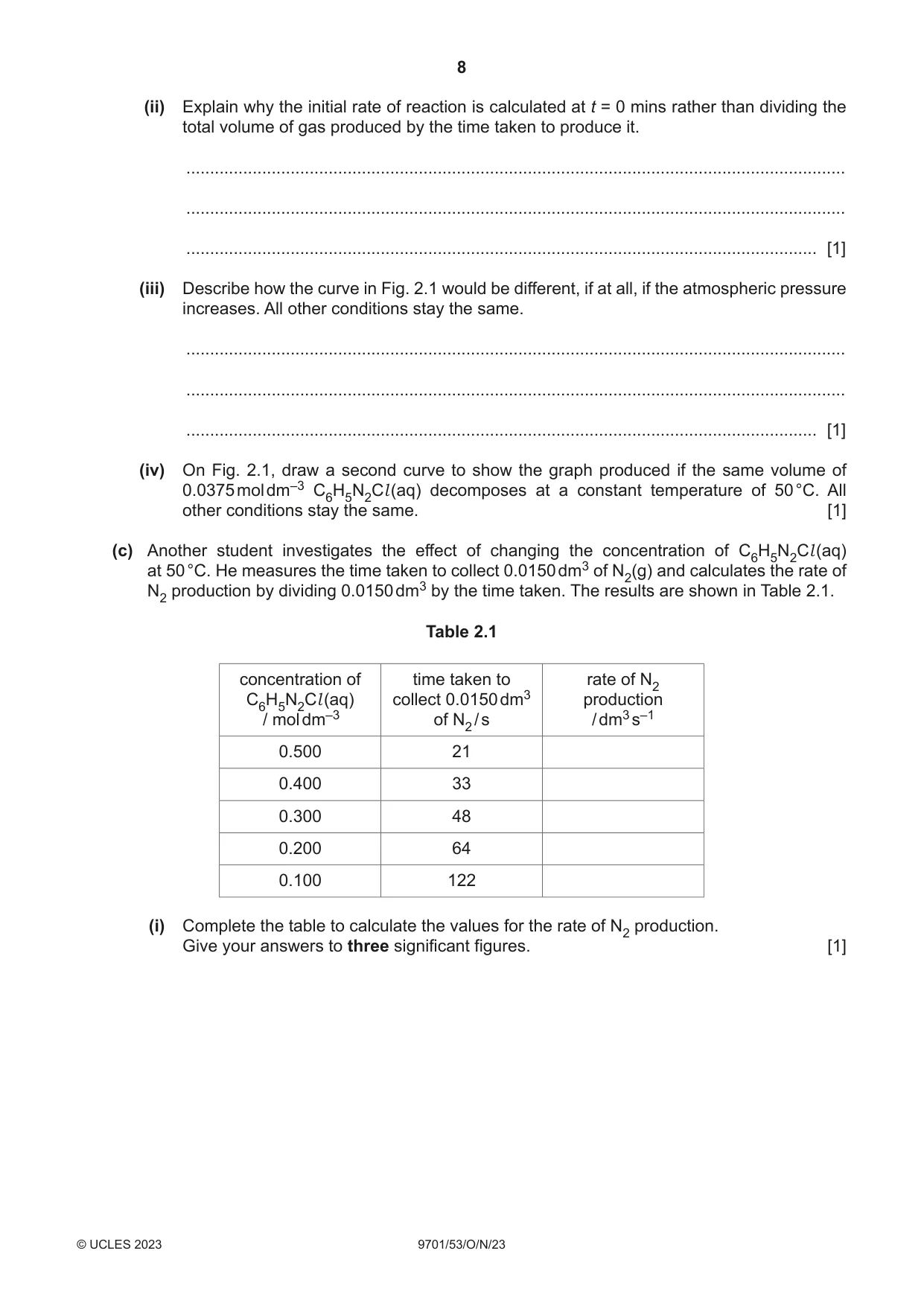 Cambridge A Level Chemistry 9701 2023 Oct/Nov Paper 5 · Variant 3 question paper, page 8 of 12
