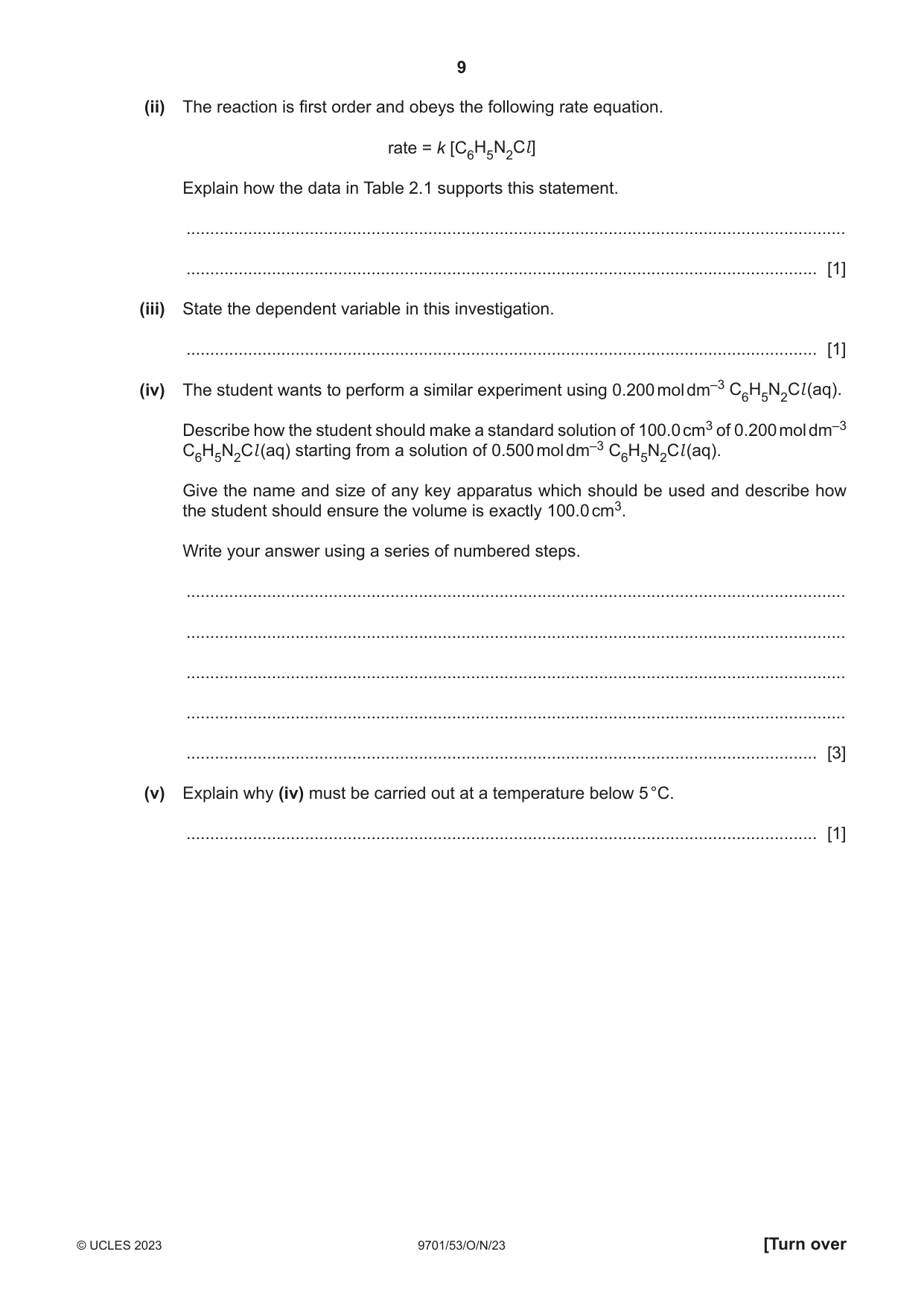 Cambridge A Level Chemistry 9701 2023 Oct/Nov Paper 5 · Variant 3 question paper, page 9 of 12