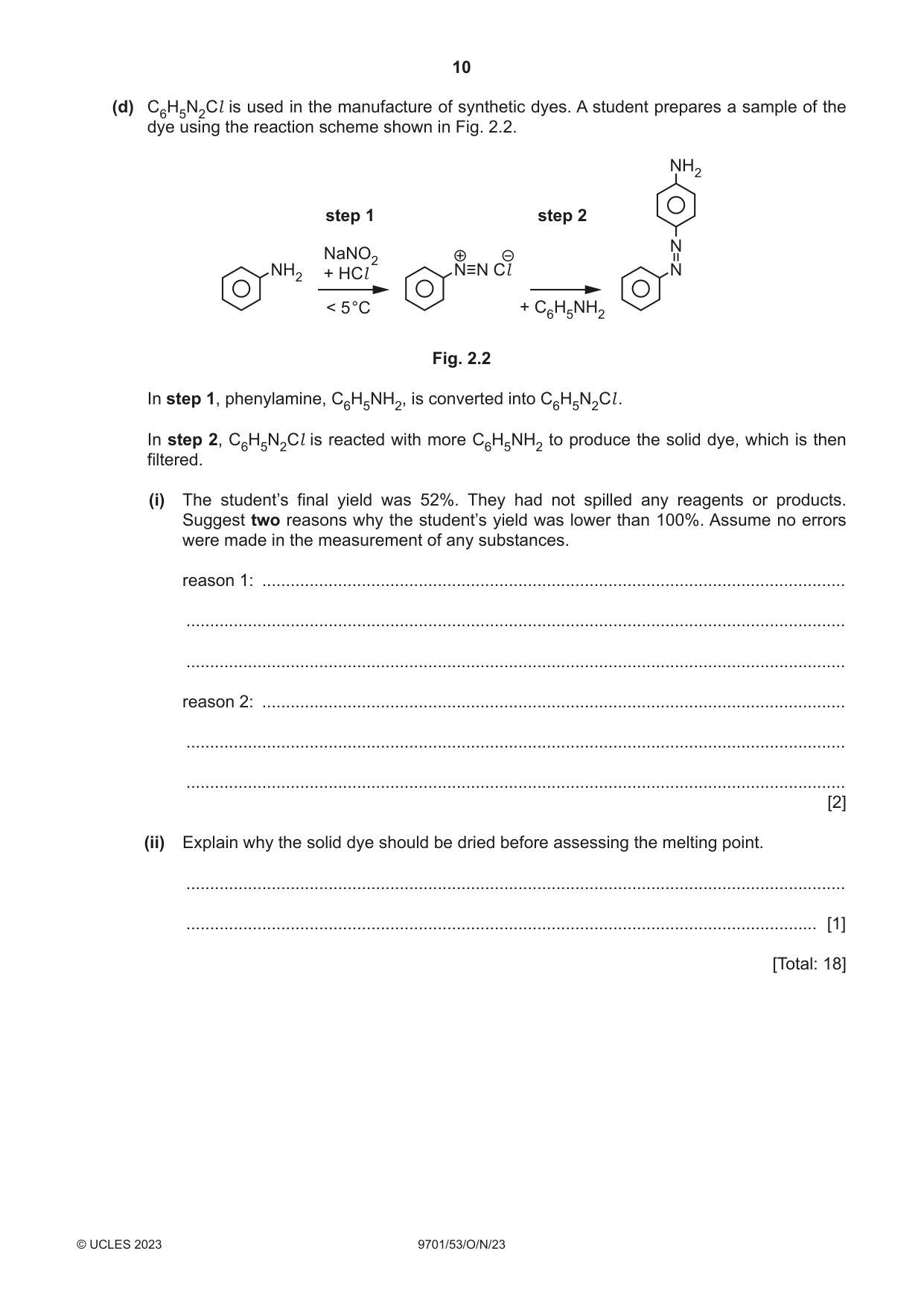 Cambridge A Level Chemistry 9701 2023 Oct/Nov Paper 5 · Variant 3 question paper, page 10 of 12