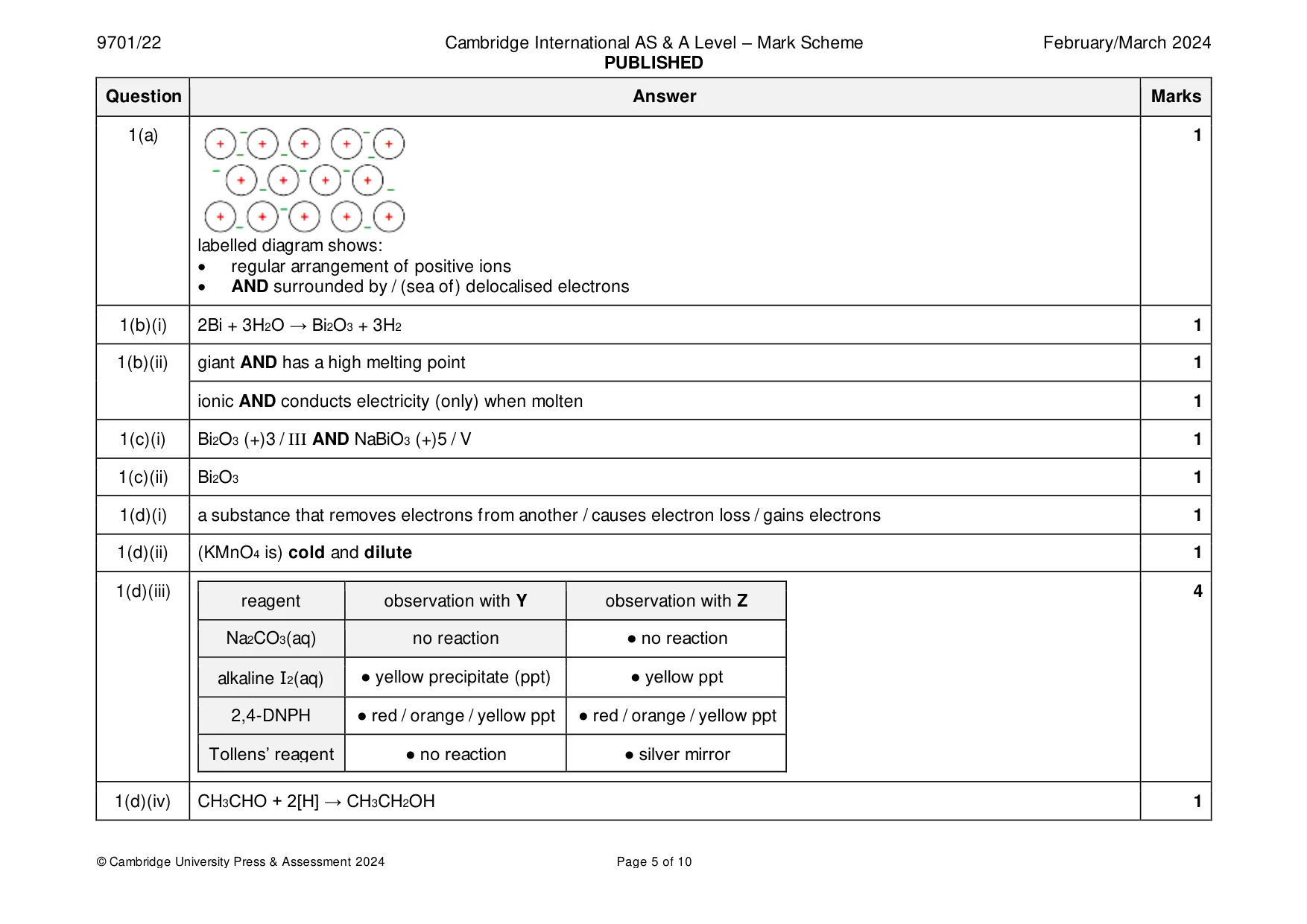 Mark scheme, page 5 of 10