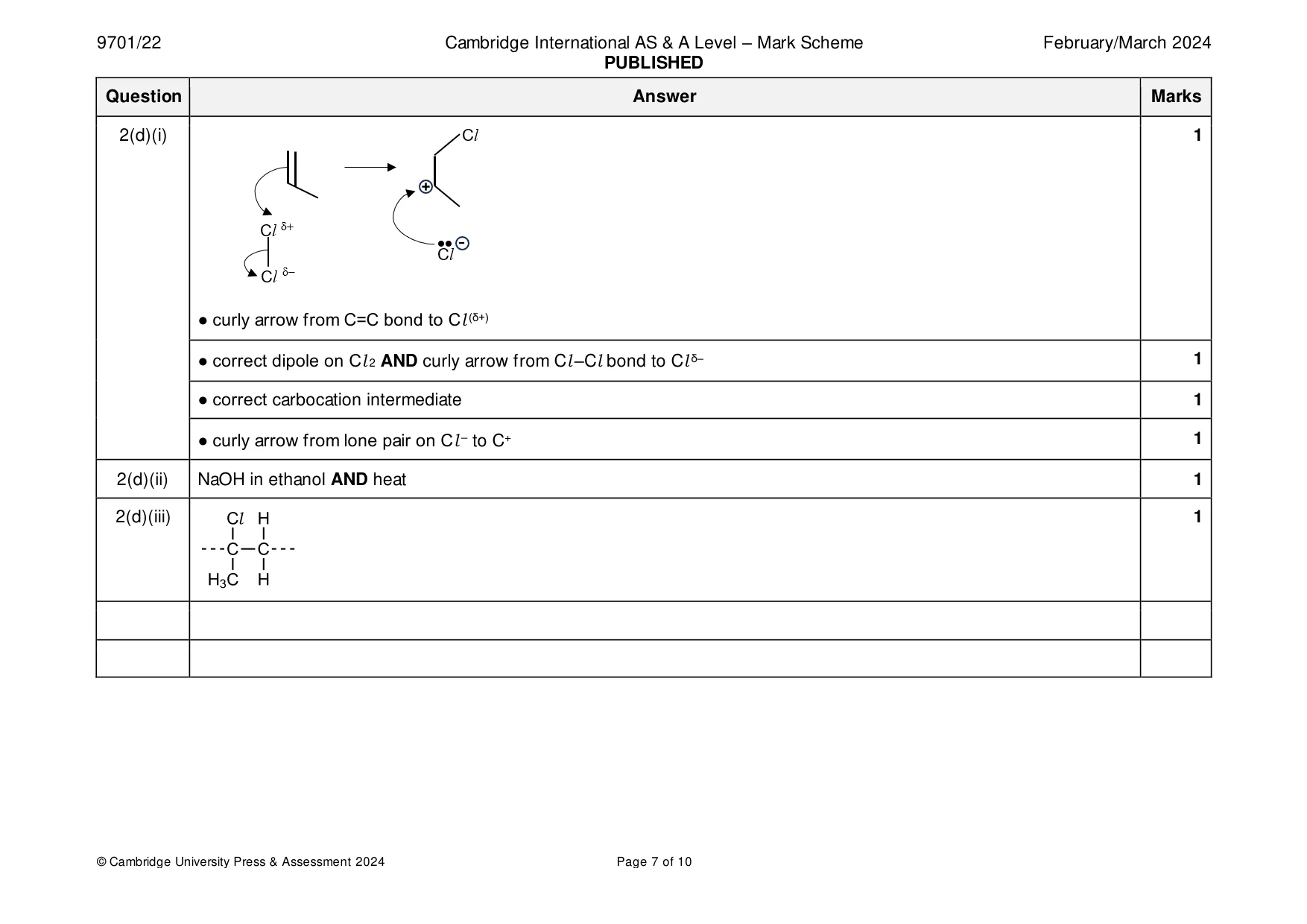 Mark scheme, page 7 of 10