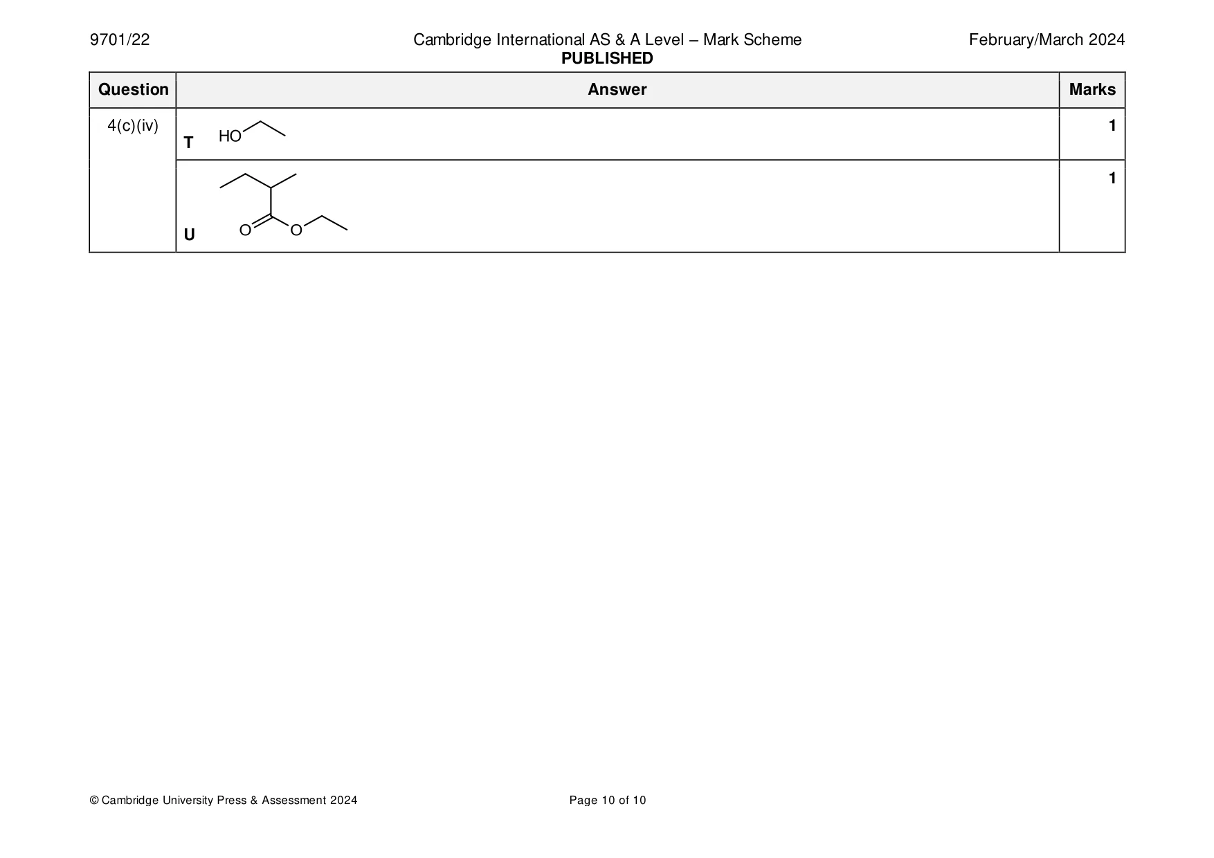 Mark scheme, page 10 of 10