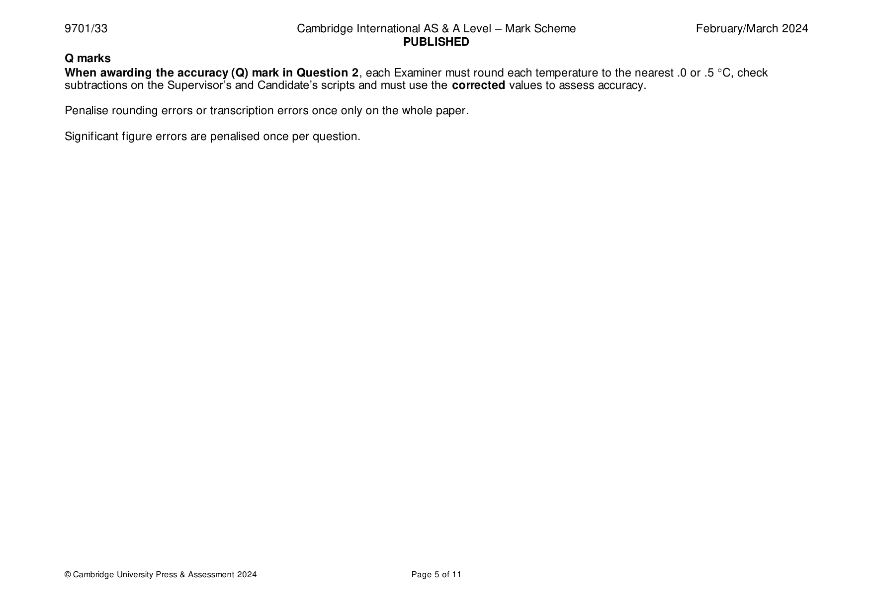 Mark scheme, page 5 of 11