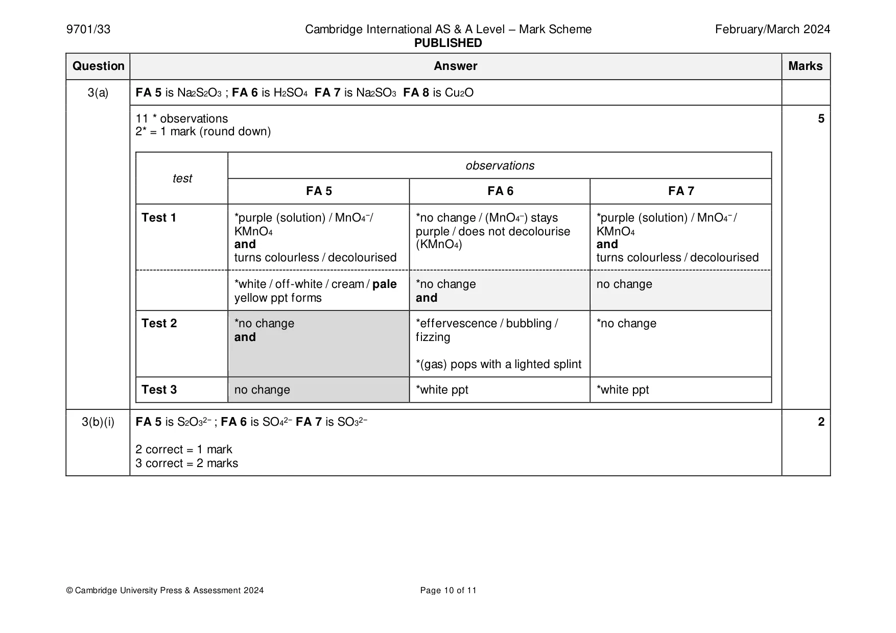 Mark scheme, page 10 of 11