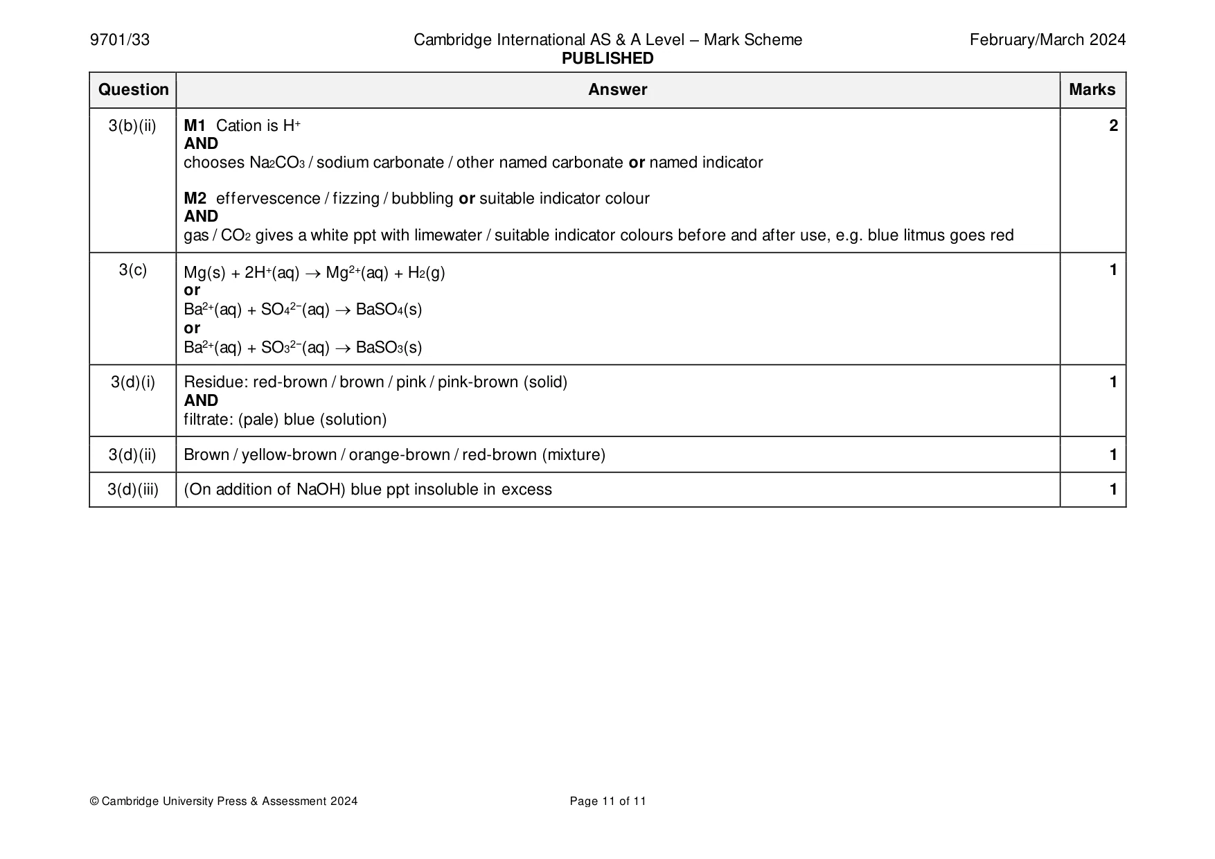 Mark scheme, page 11 of 11