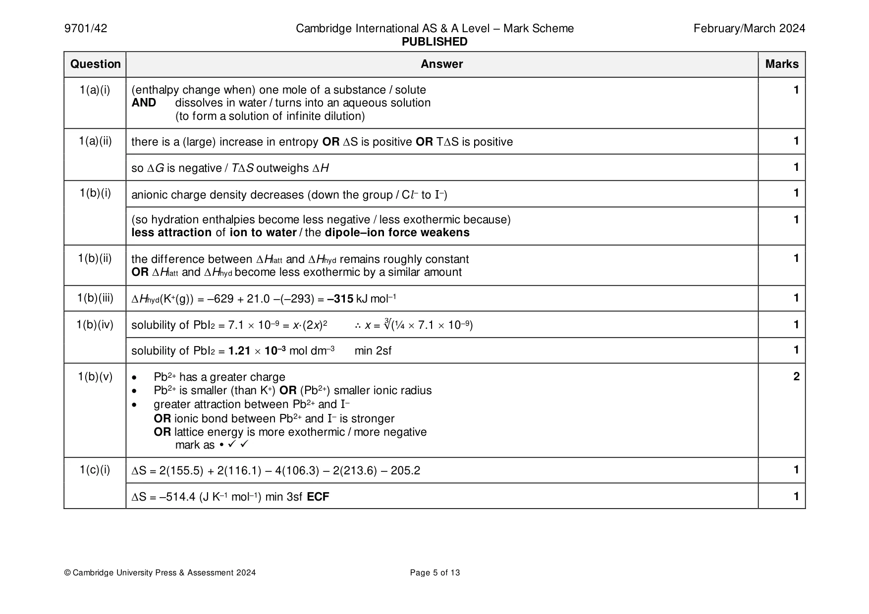 Mark scheme, page 5 of 13
