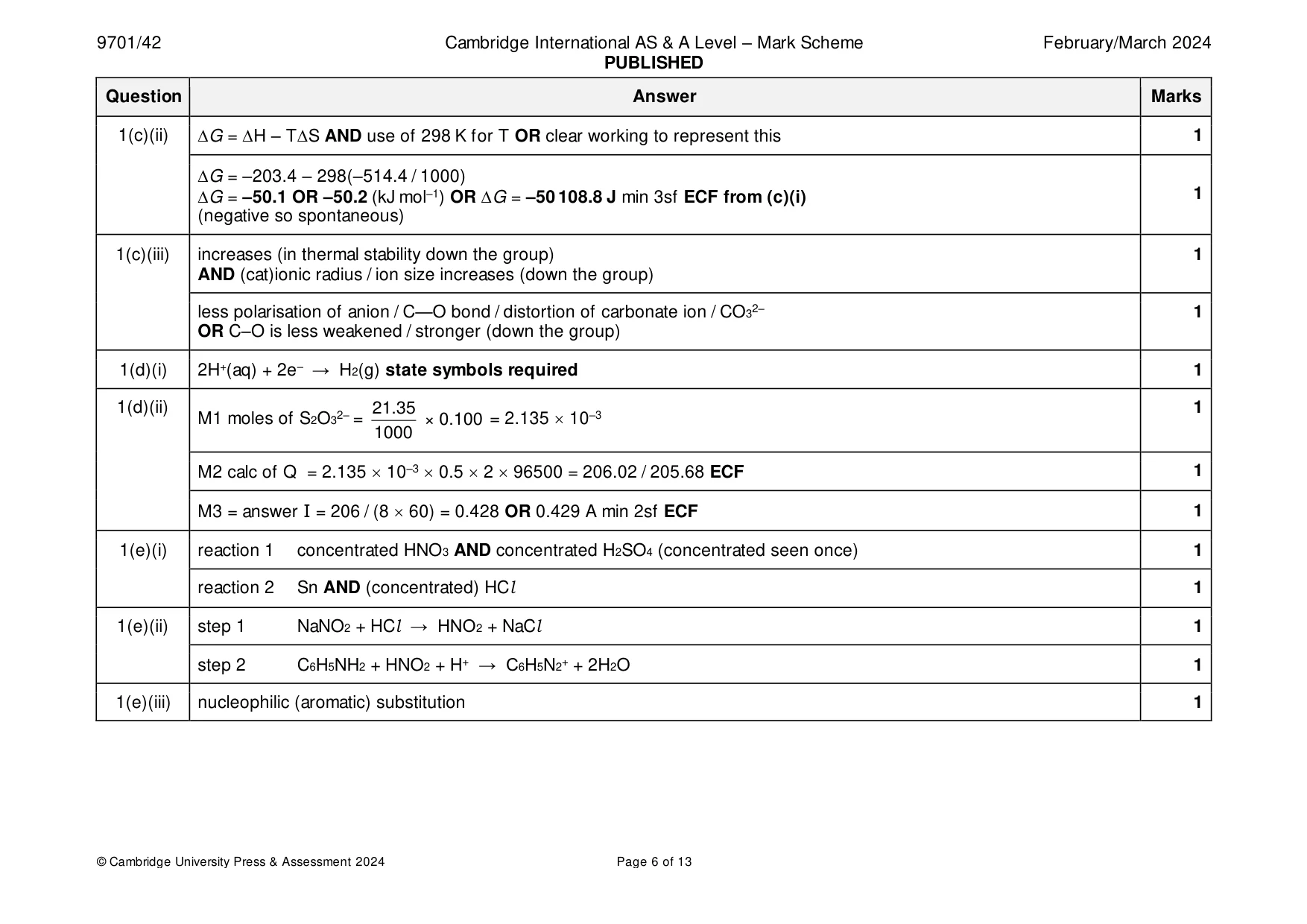 Mark scheme, page 6 of 13