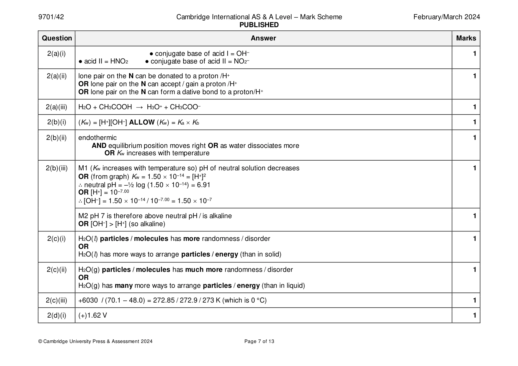 Mark scheme, page 7 of 13