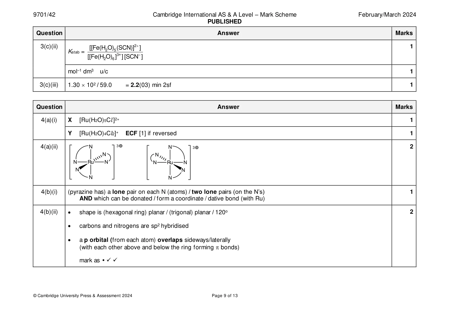 Mark scheme, page 9 of 13