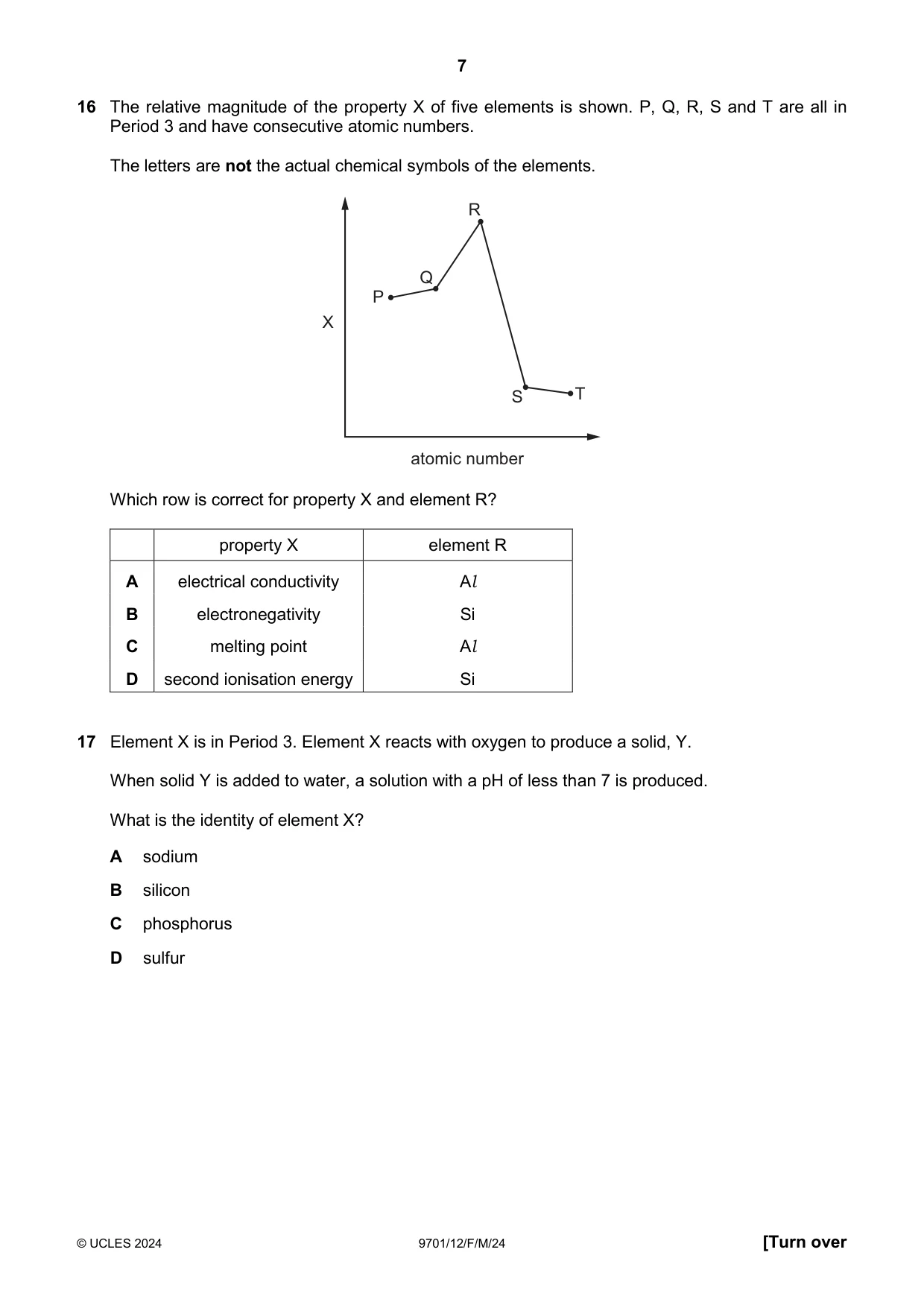 Cambridge A Level Chemistry 9701 2024 Feb/March Paper 1 · Variant 2 question paper, page 7 of 20