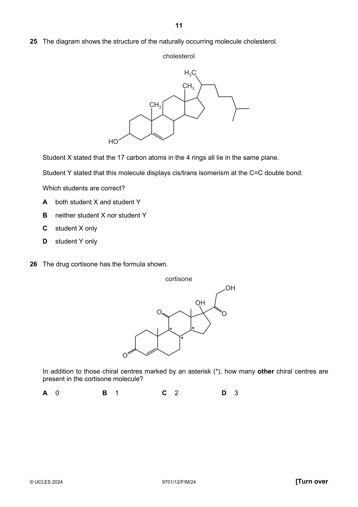 Cambridge A Level Chemistry 9701 2024 Feb/March Paper 1 · Variant 2 question paper, page 11 of 20
