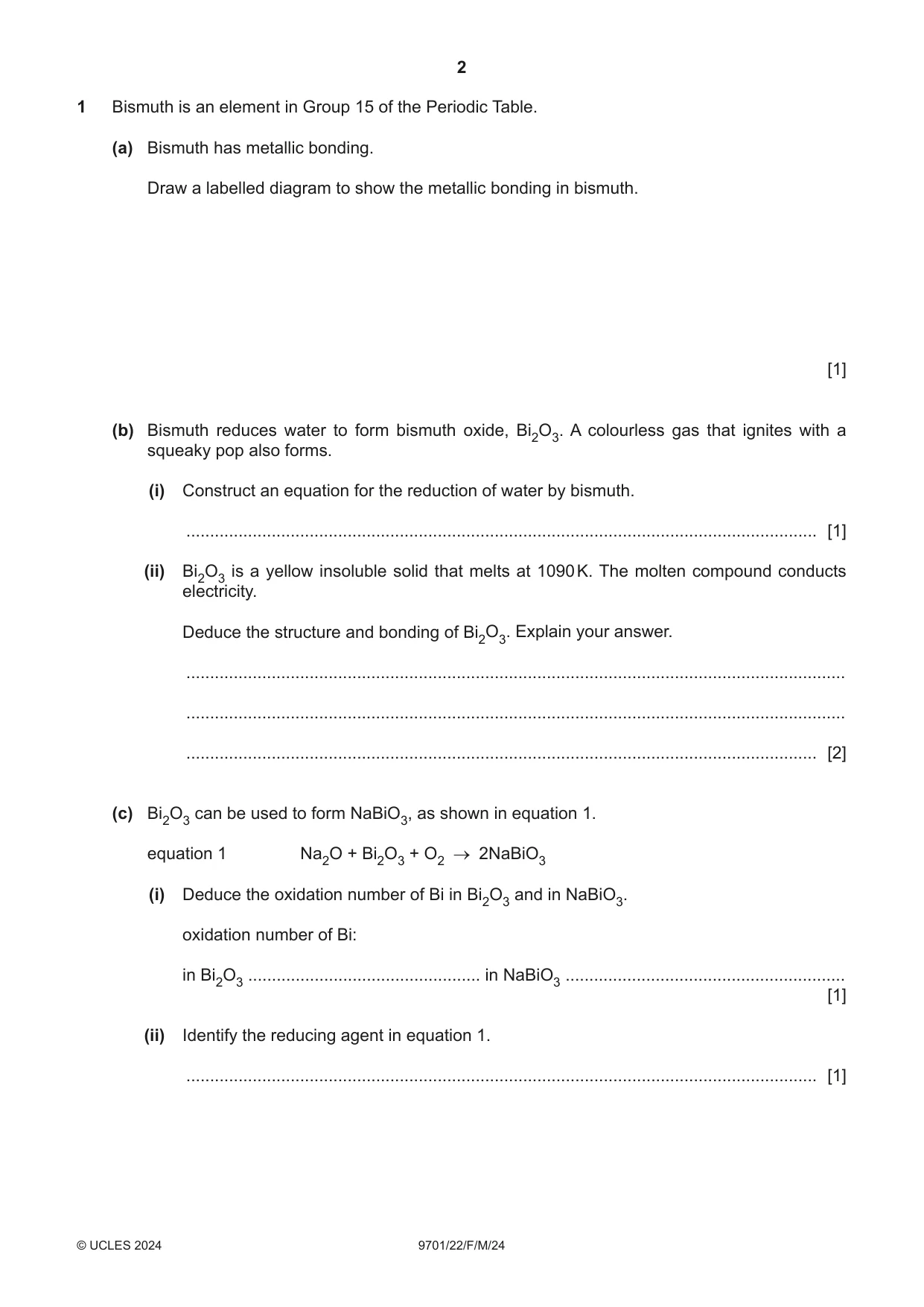 Cambridge A Level Chemistry 9701 2024 Feb/March Paper 2 · Variant 2 question paper, page 2 of 16