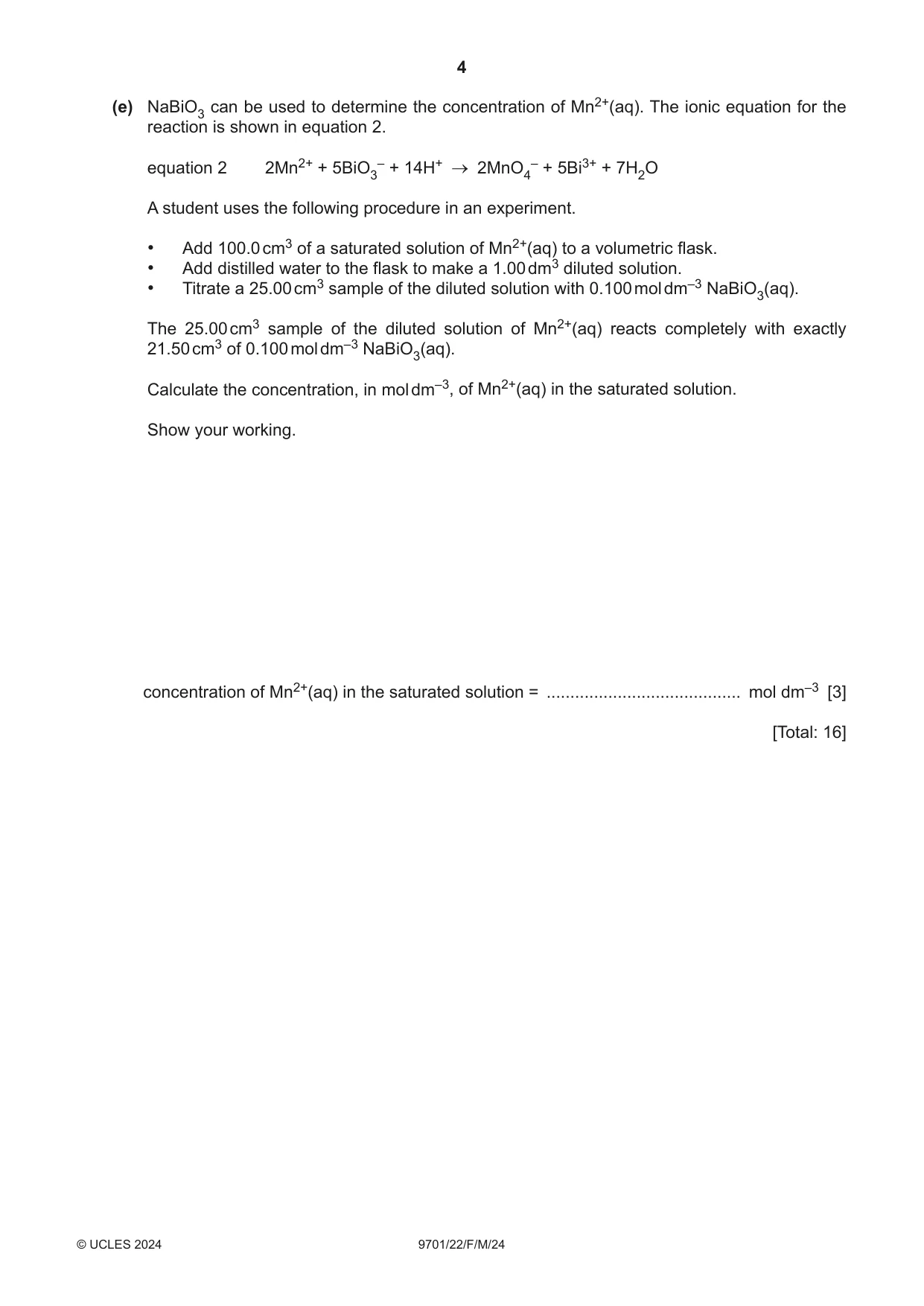 Cambridge A Level Chemistry 9701 2024 Feb/March Paper 2 · Variant 2 question paper, page 4 of 16