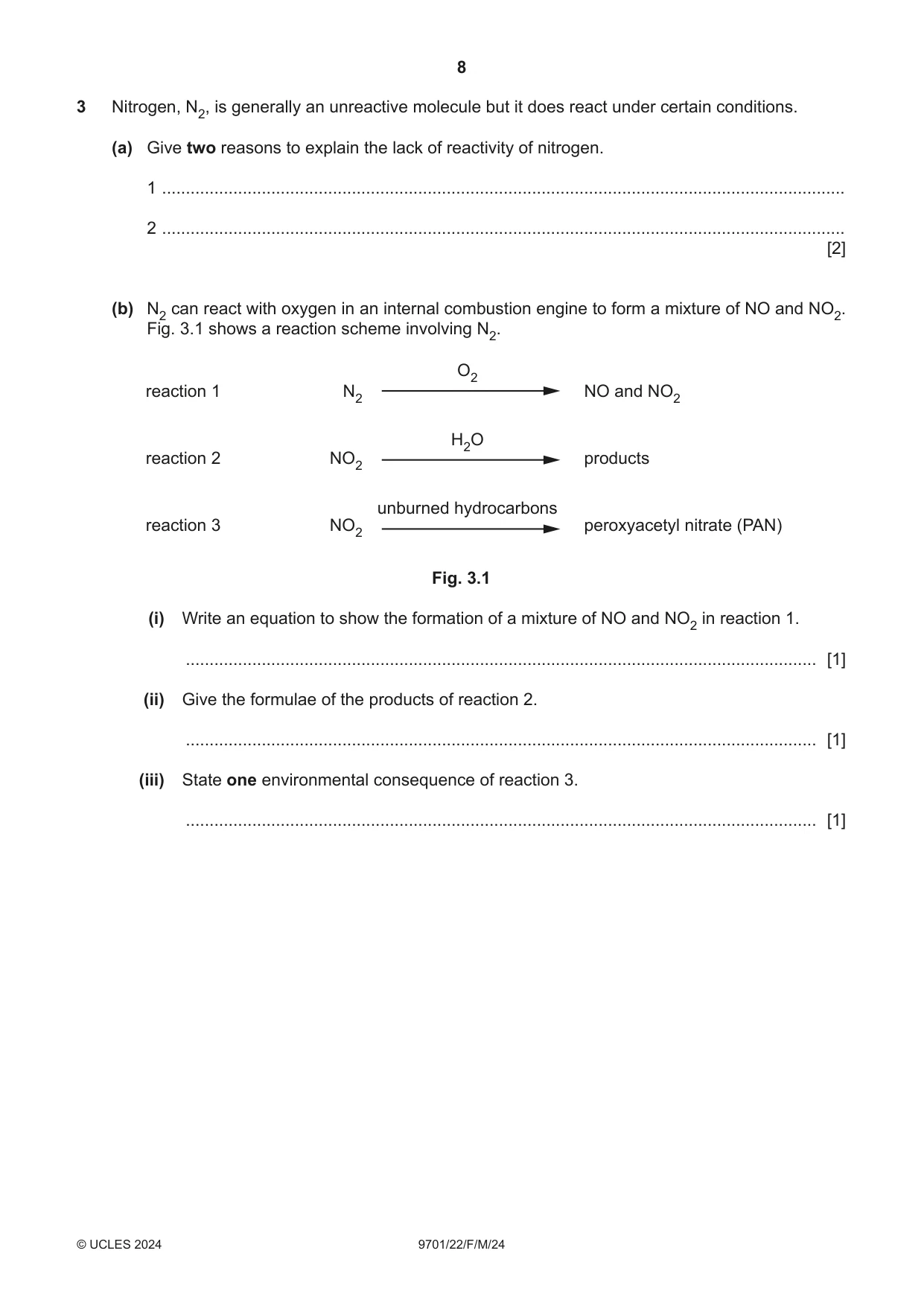 Cambridge A Level Chemistry 9701 2024 Feb/March Paper 2 · Variant 2 question paper, page 8 of 16