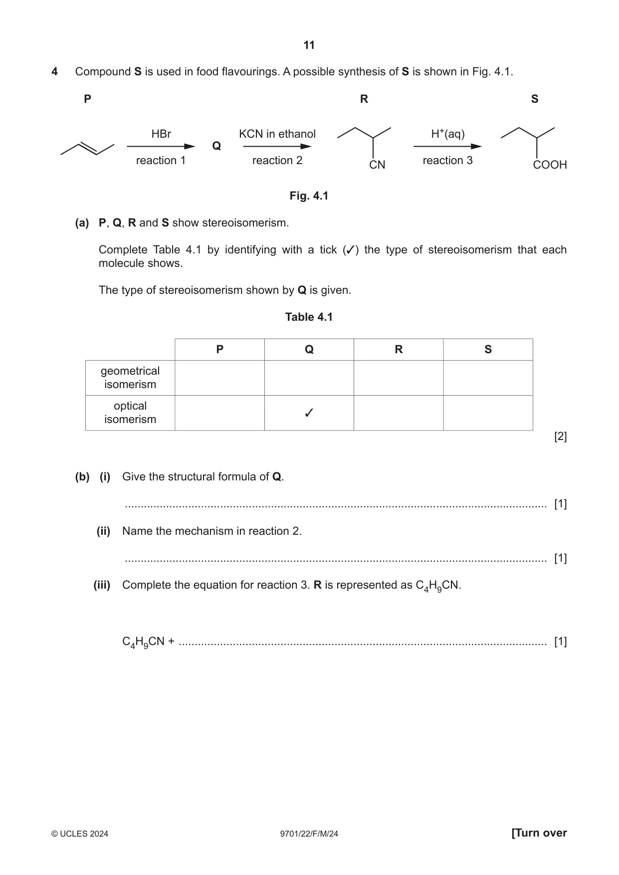 Cambridge A Level Chemistry 9701 2024 Feb/March Paper 2 · Variant 2 question paper, page 11 of 16