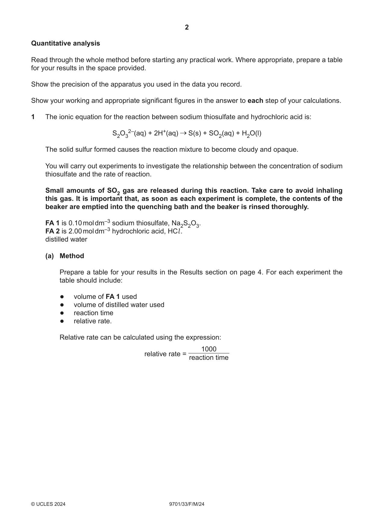 Cambridge A Level Chemistry 9701 2024 Feb/March Paper 3 · Variant 3 question paper, page 2 of 16