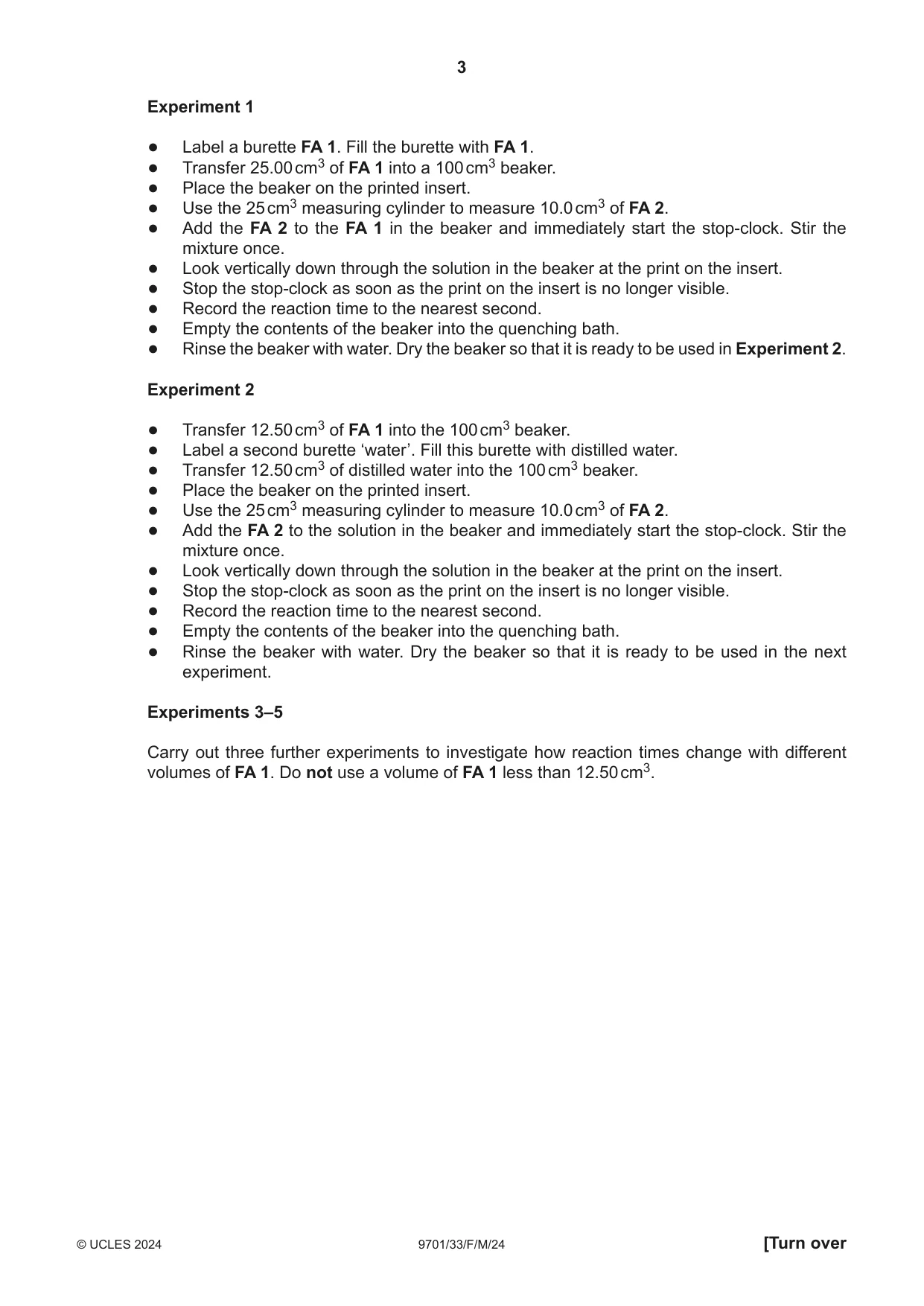 Cambridge A Level Chemistry 9701 2024 Feb/March Paper 3 · Variant 3 question paper, page 3 of 16