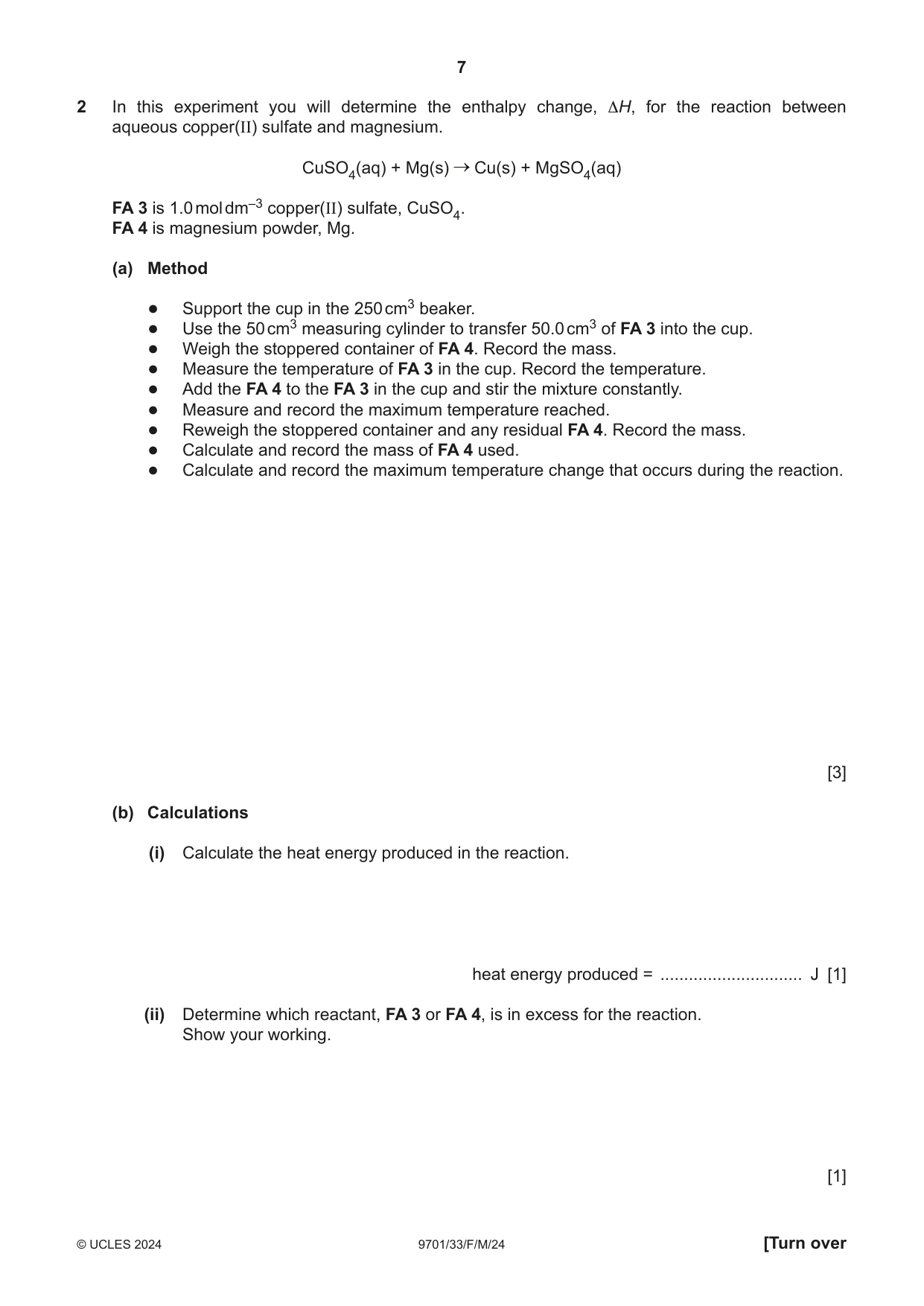 Cambridge A Level Chemistry 9701 2024 Feb/March Paper 3 · Variant 3 question paper, page 7 of 16