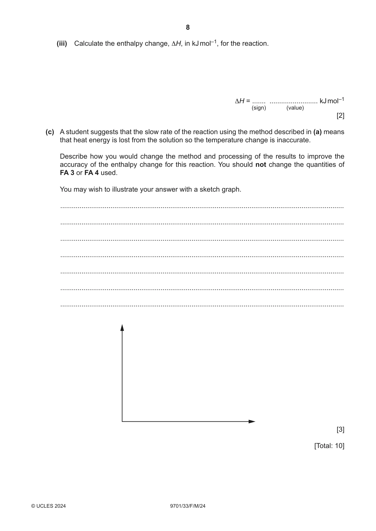 Cambridge A Level Chemistry 9701 2024 Feb/March Paper 3 · Variant 3 question paper, page 8 of 16