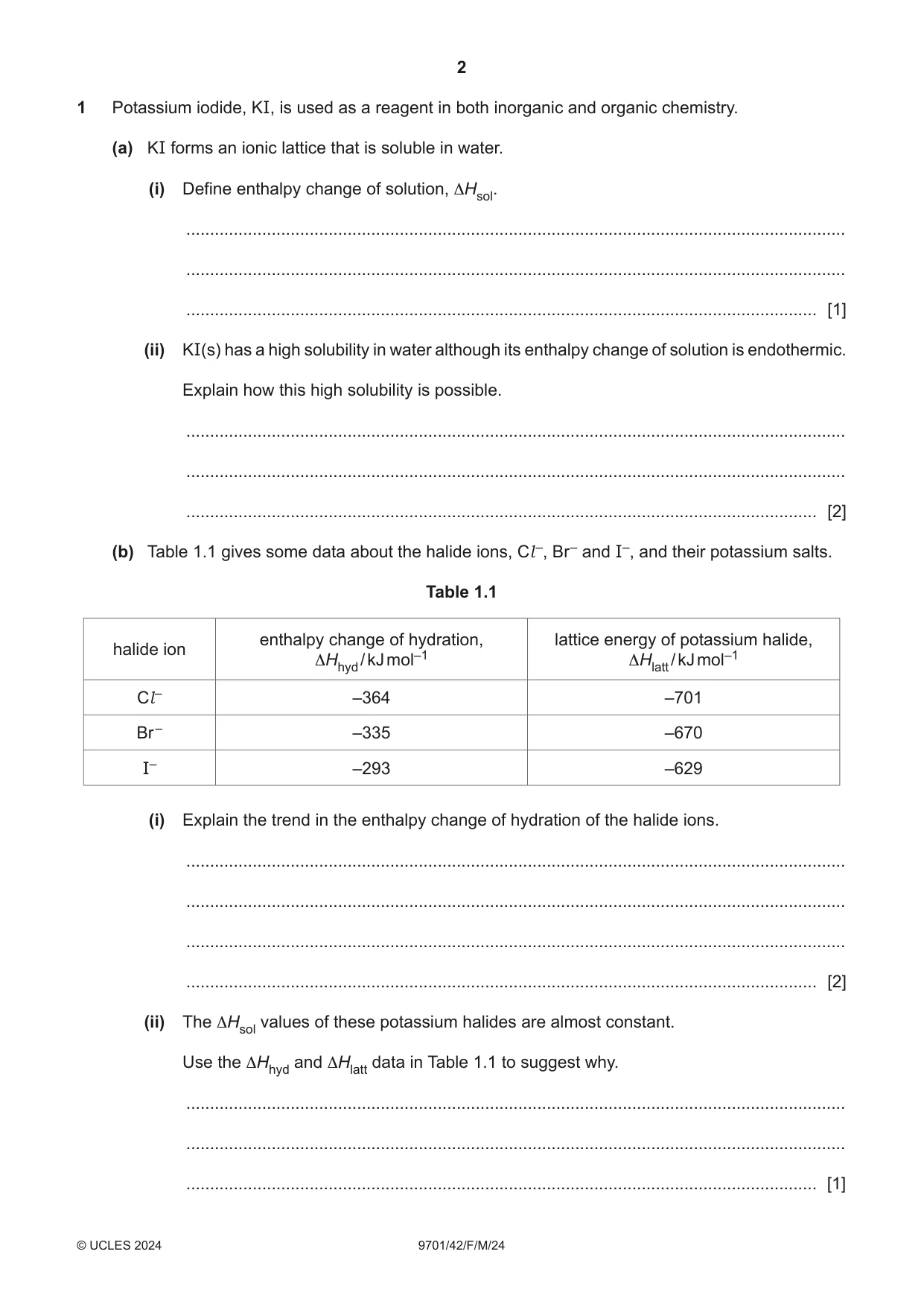 Cambridge A Level Chemistry 9701 2024 Feb/March Paper 4 · Variant 2 question paper, page 2 of 28